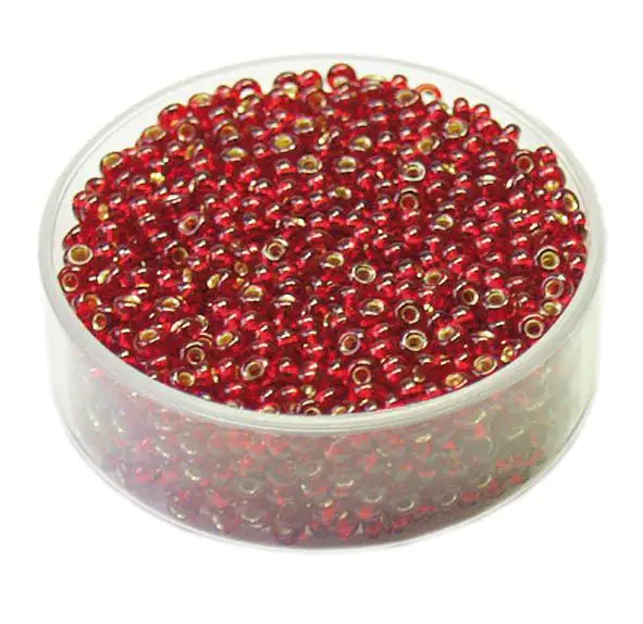 Rocailles 2,6 mm Silbereinzug rot 17 g