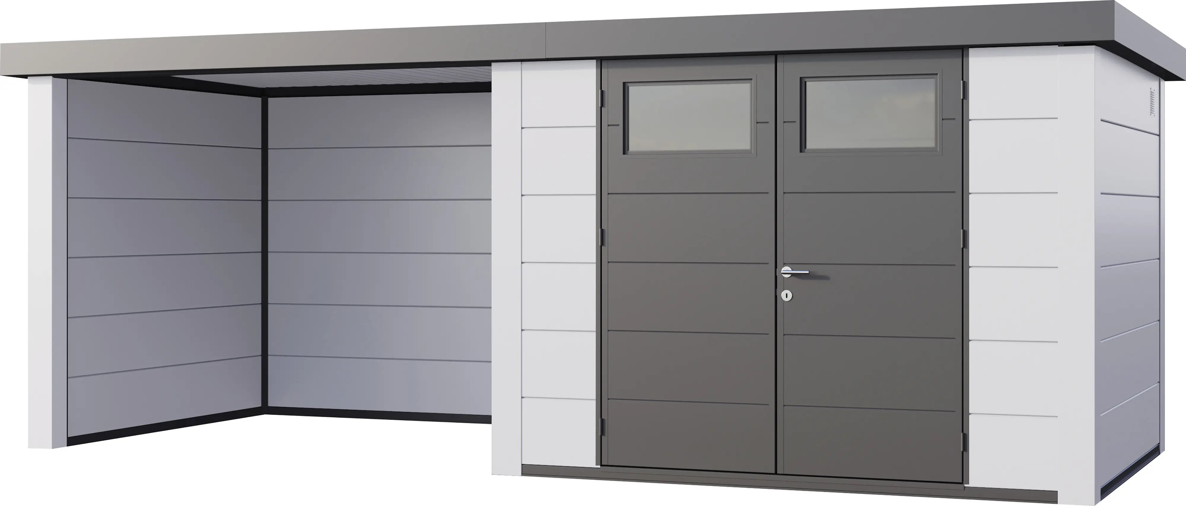 Telluria Gerätehaus Classico Lounge S 3024 links EW weiß 582 x 238 cm