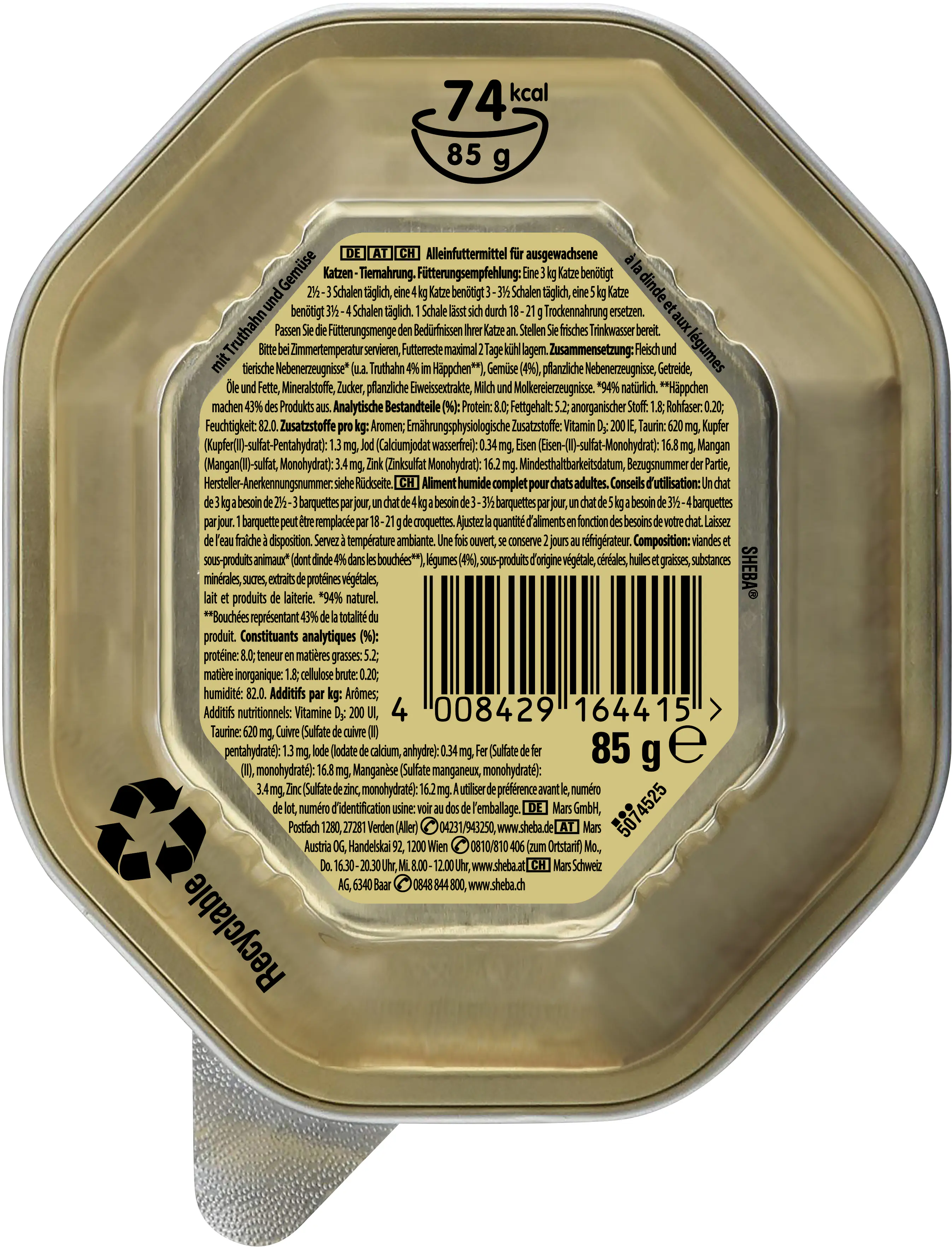 Sheba Sauce Collection Katzennassfutter Adult 85 g Frikassee mit Truthahn & Gemüse