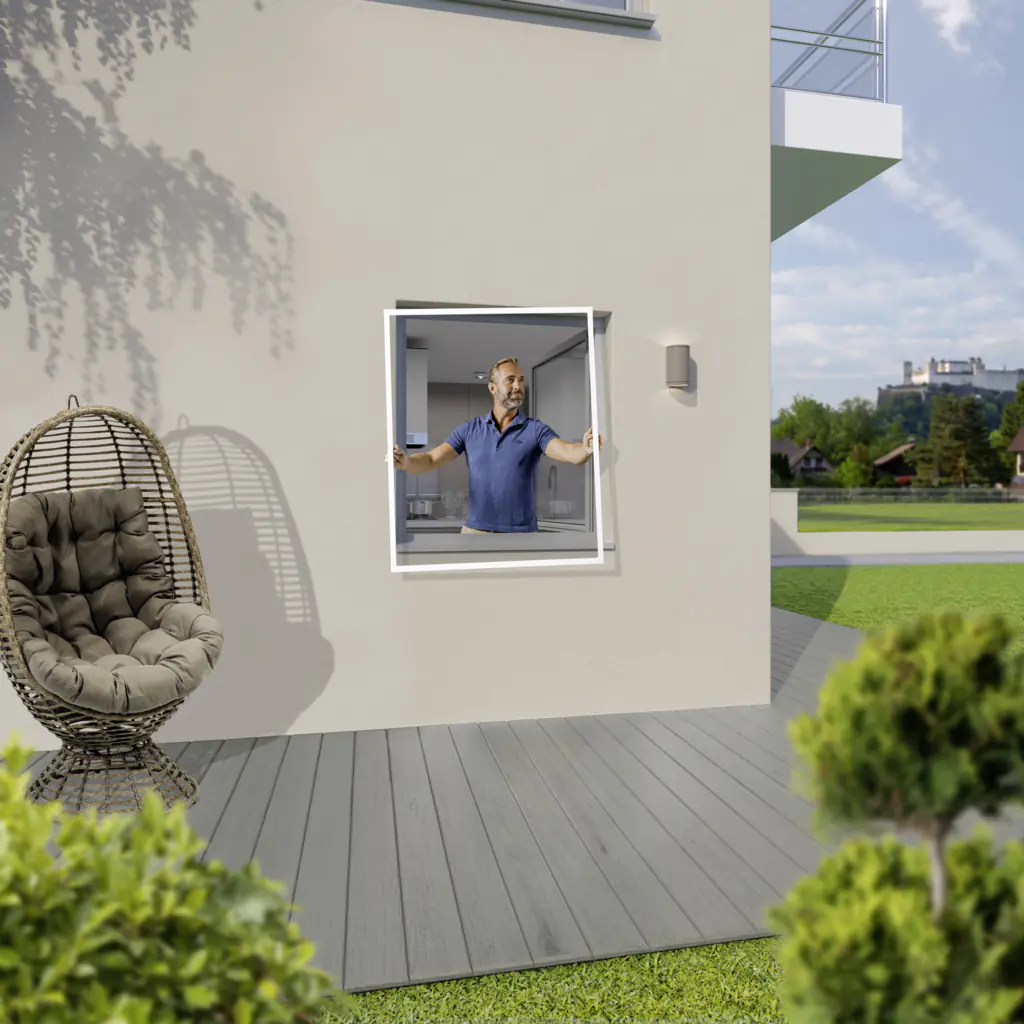 TrendLine Fliegenschutz-Fenster 120 x 150 cm schwarz/weiß kürzbar