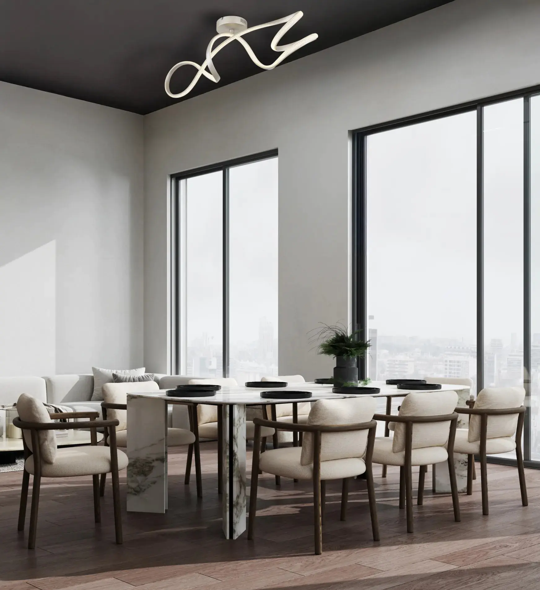 Globo LED Deckenleuchte Swirl nickel