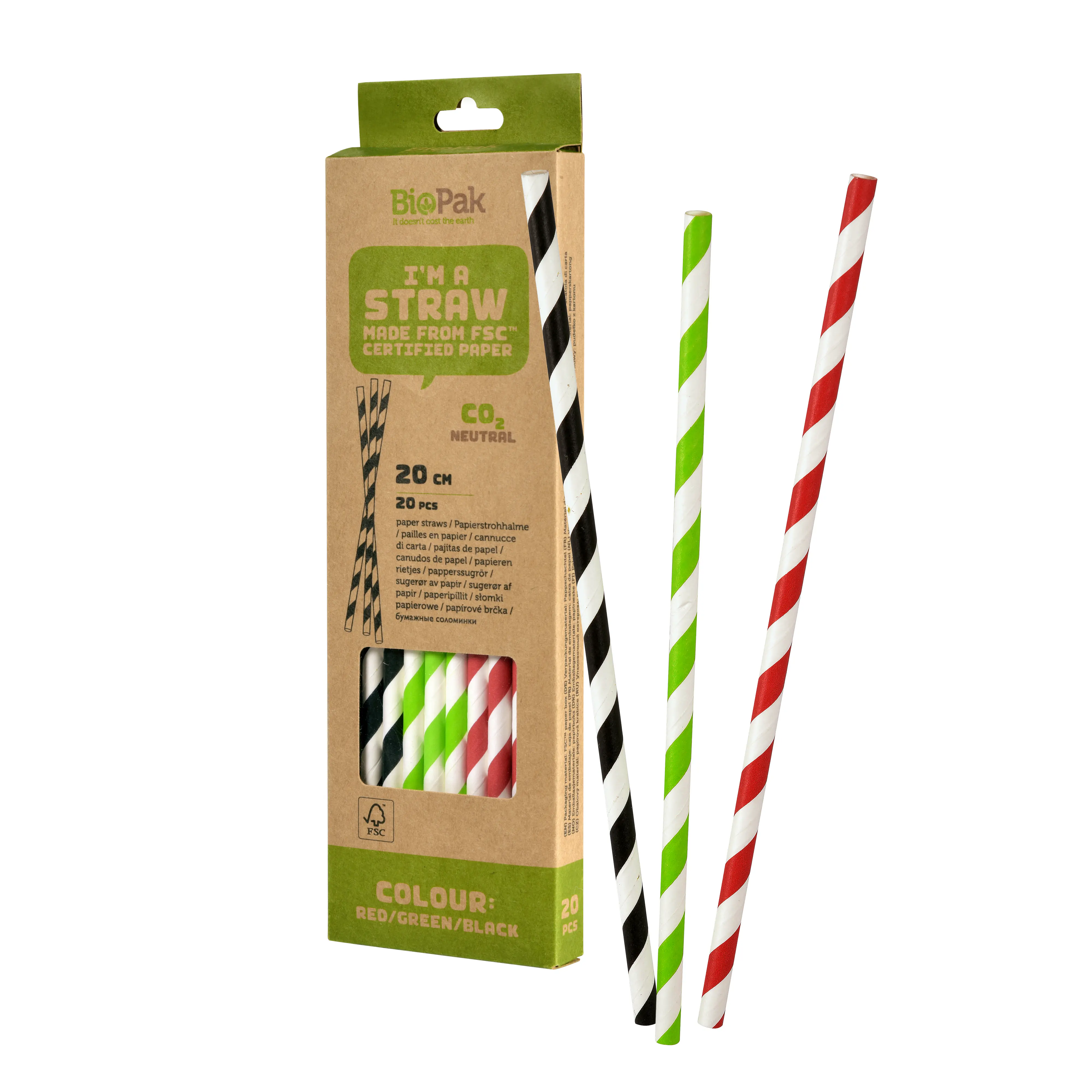 Duni Trinkhalme Papier mehrfarbig 20 cm - 20 Stück