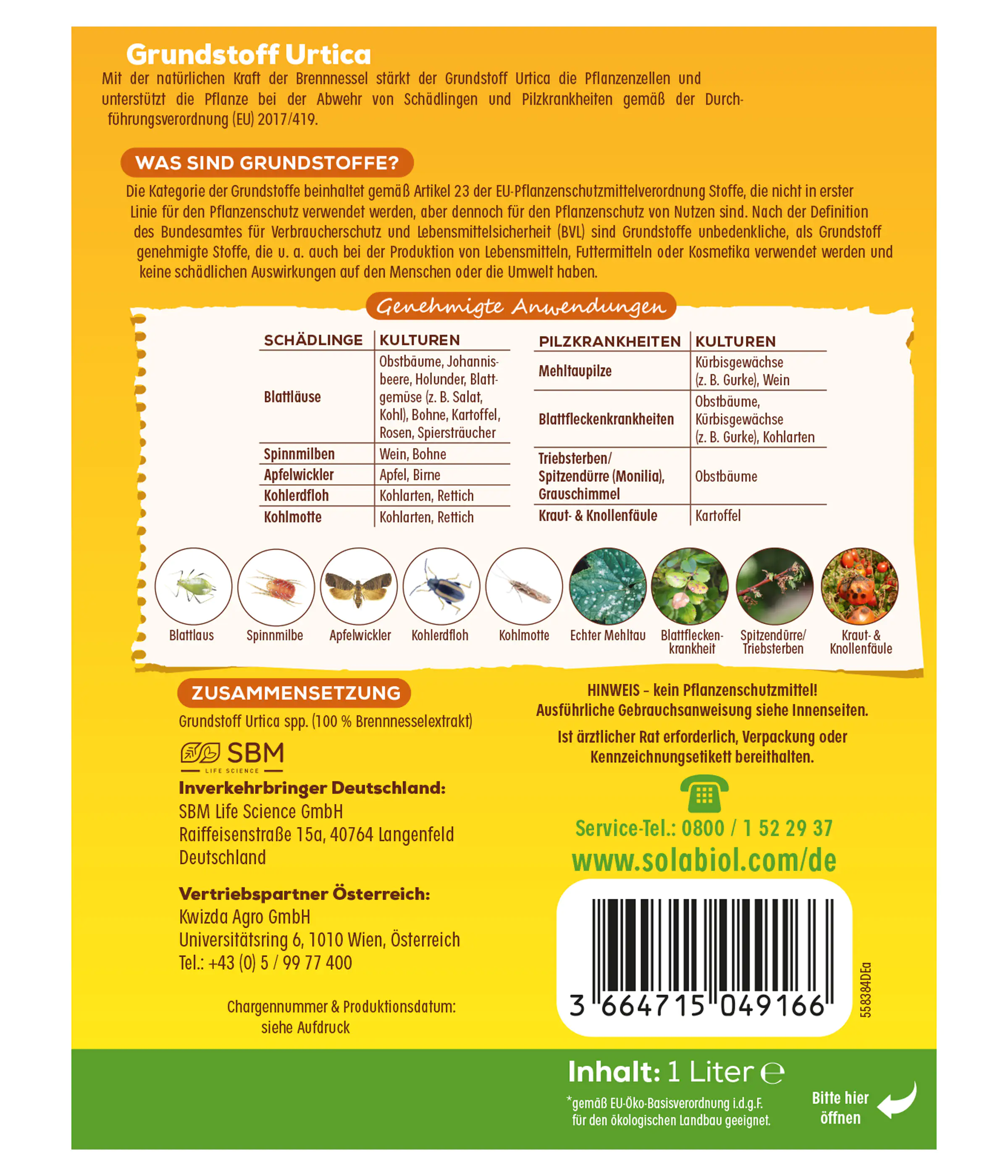 Solabiol Schädlings- & Pilzabwehr Grundstoff Urtica Spray 1 l