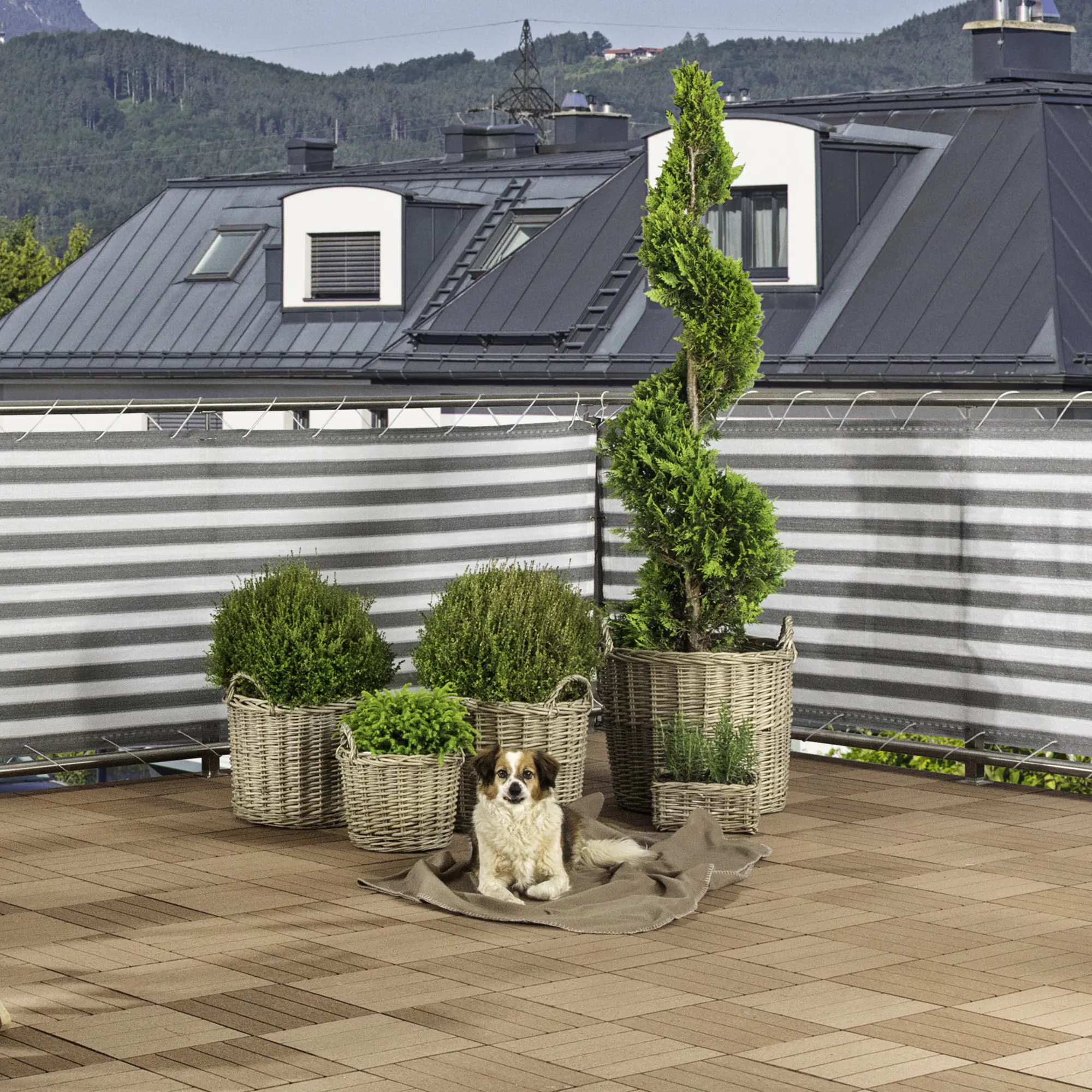 Windhager Balkonsichtschutz Sylt 0,9 x 5 m grau/weiß