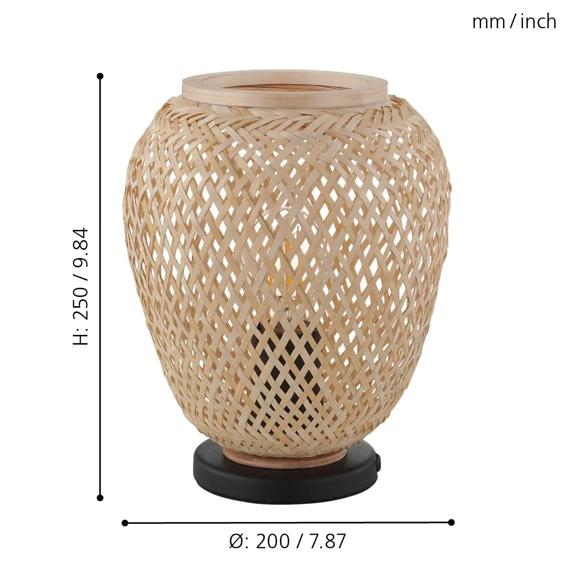 Eglo Tischleuchte Dembleby natur 25 x 20 cm E27