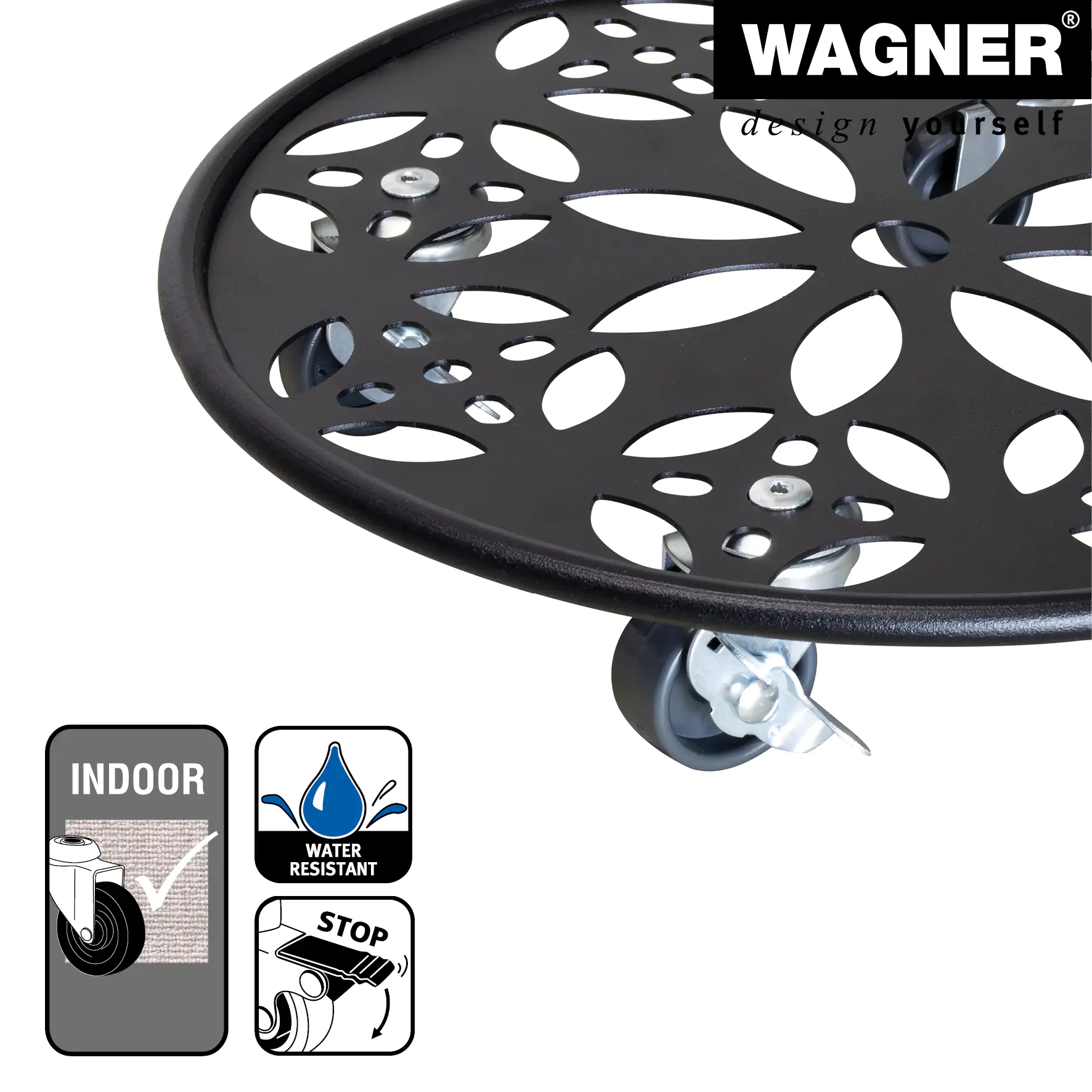 WAGNER Pflanzenroller Stahl rund Ø 30 cm Tragkraft bis max. 100 kg