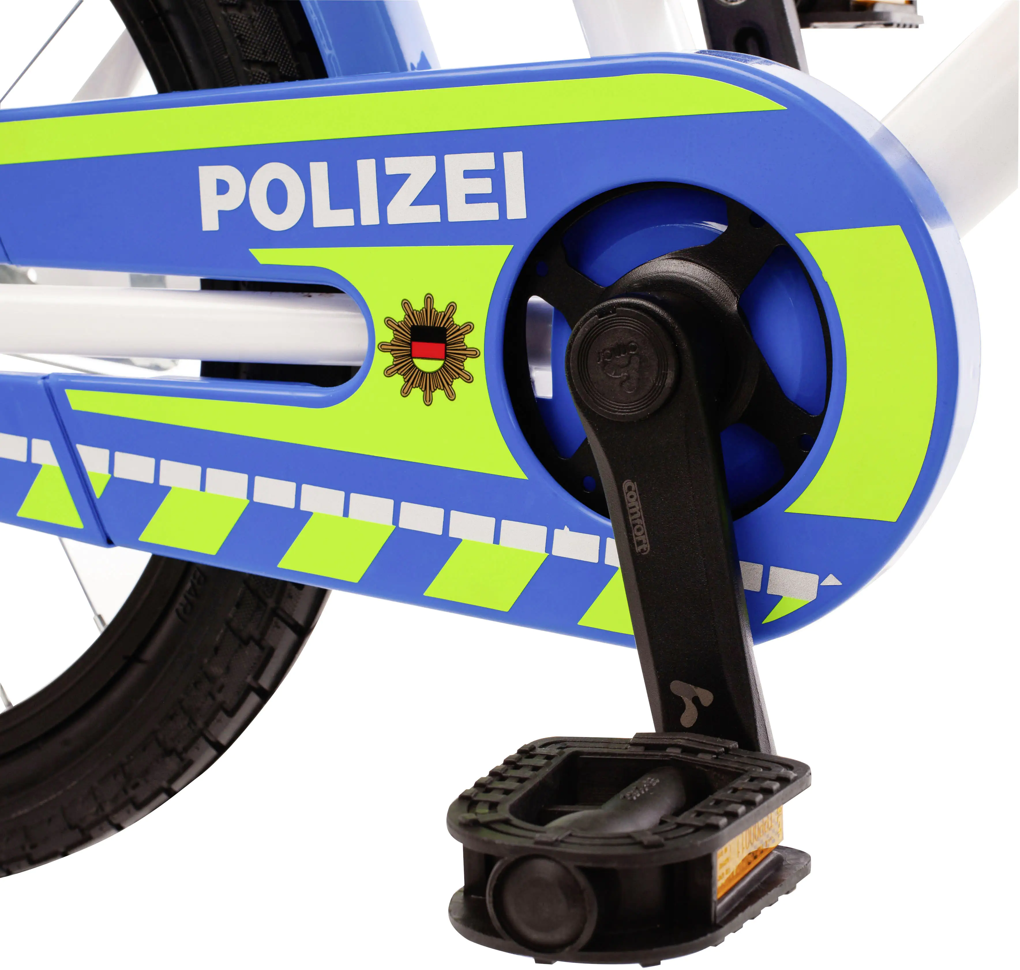 Bachtenkirch Kinderfahrrad Polizei 18 Zoll kristallweiß/blau/neon