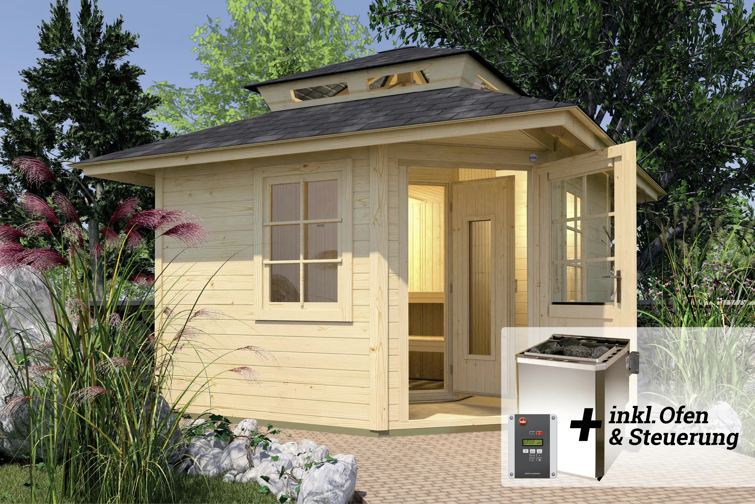 weka Saunahaus KURIKKA Sparset 7,5 kW BioS natur
