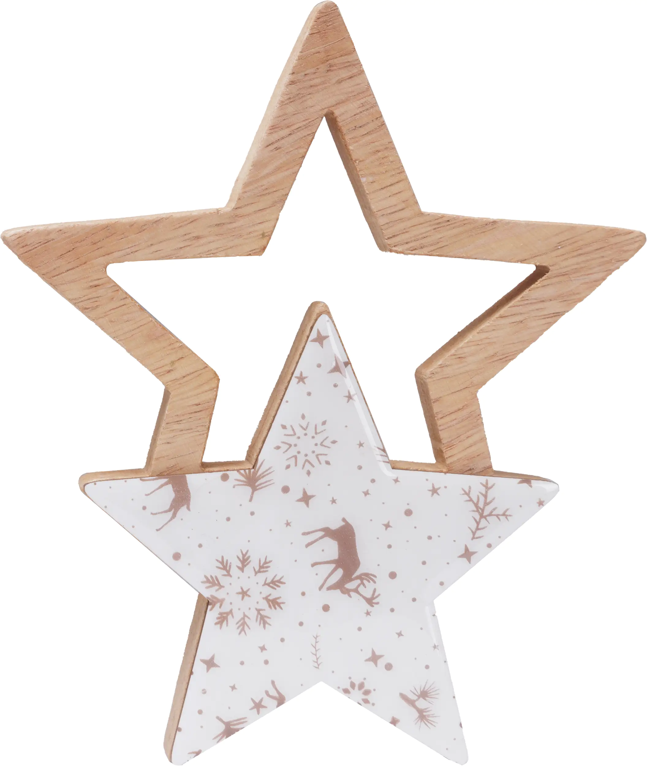 TrendLine Deko Aufsteller Weihnachten Holz natur weiß