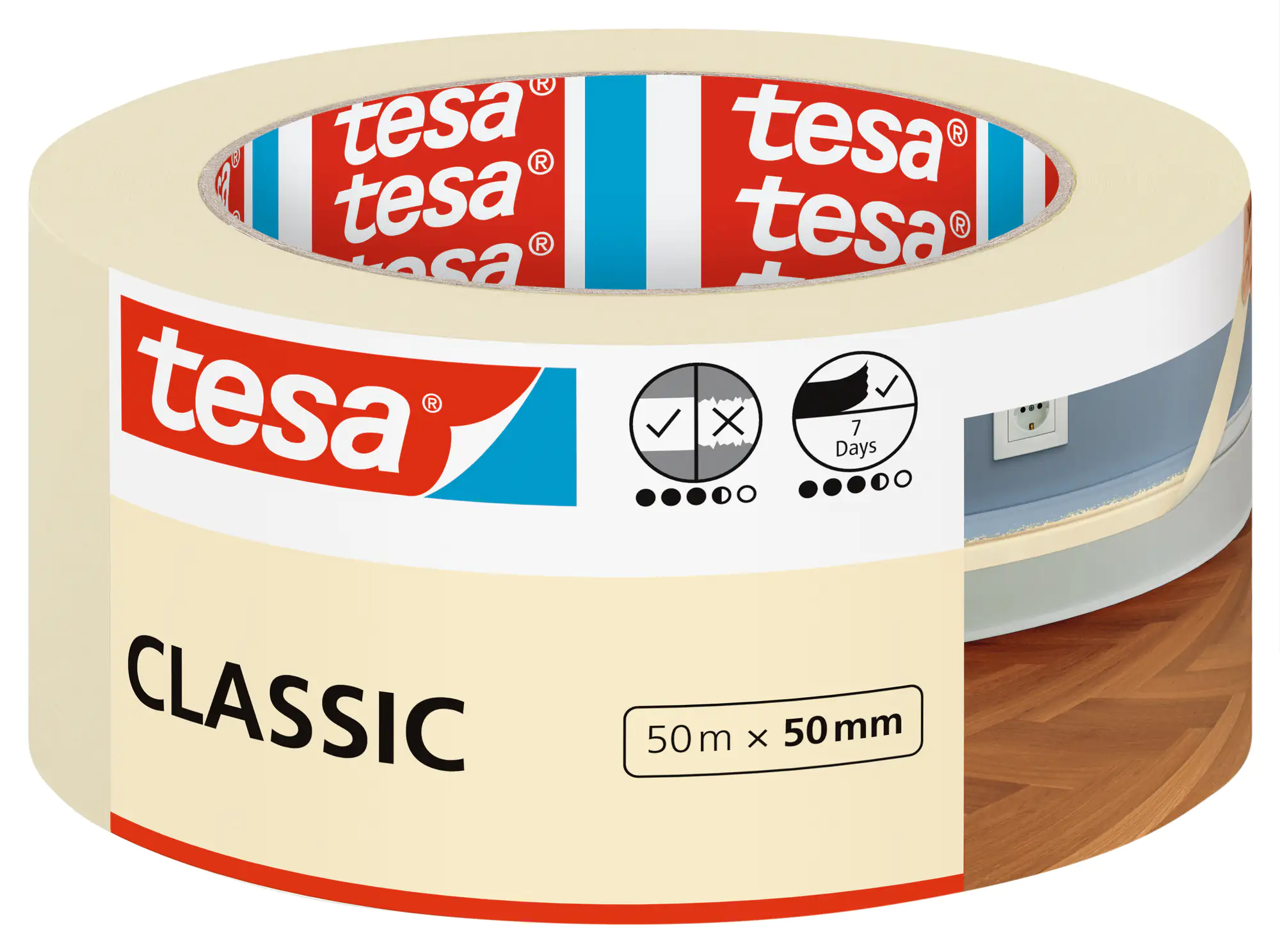 tesa Malerband Classic 50 m x 50 mm, weiß