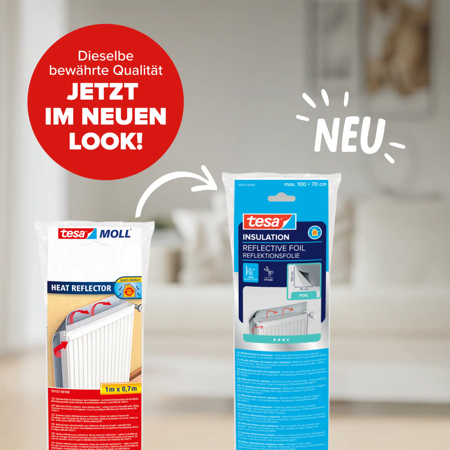 tesa Insulation Reflektorfolie für Heizkörper Heat Reflect 1 x 0,7 m