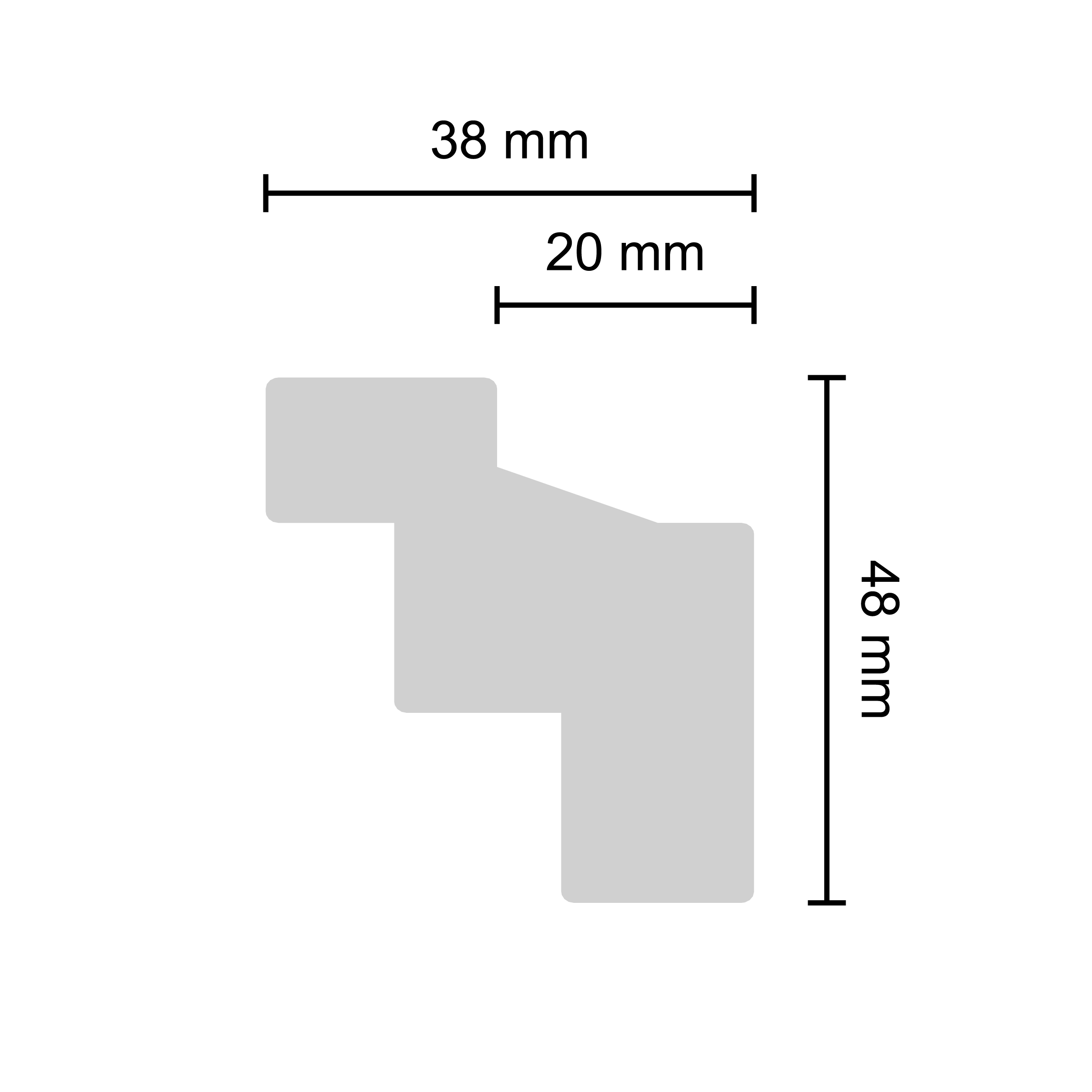 Decosa Lichtleiste Kristine, 2 m x 38 mm x 48 mm