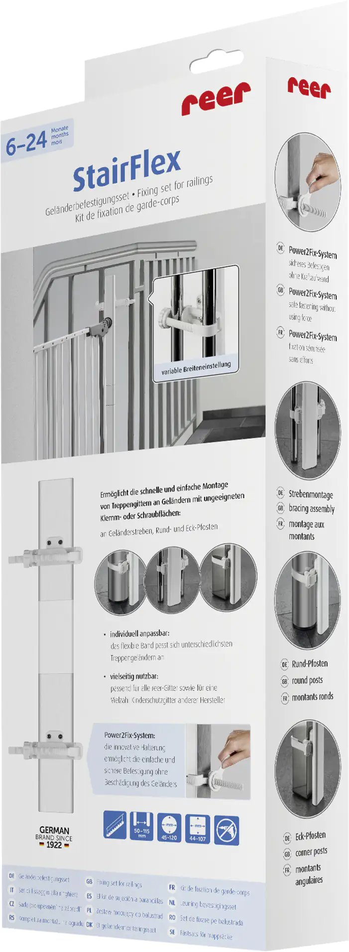 reer Stairflex Geländerbefestigungs-Set 870 x 50 x 20 mm, weiß