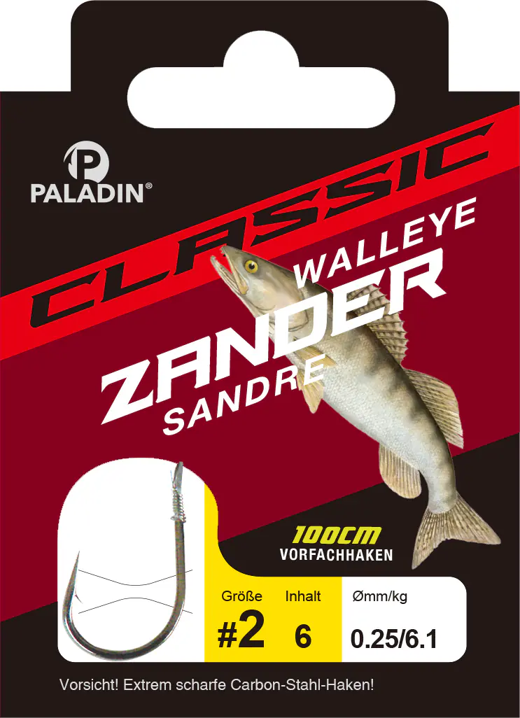 Paladin Zanderhaken gebunden Größe 2 - 100 cm 6 Stück gunsmoke
