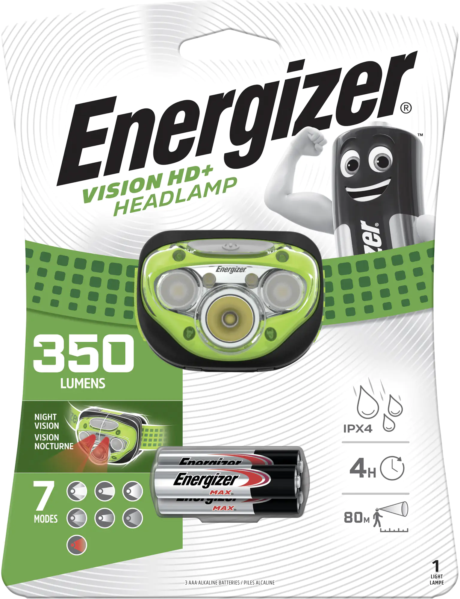 Energizer Kopflampe Advanced 7 LED inklusive 3 Micro AAA, Sichtweite 25 m
