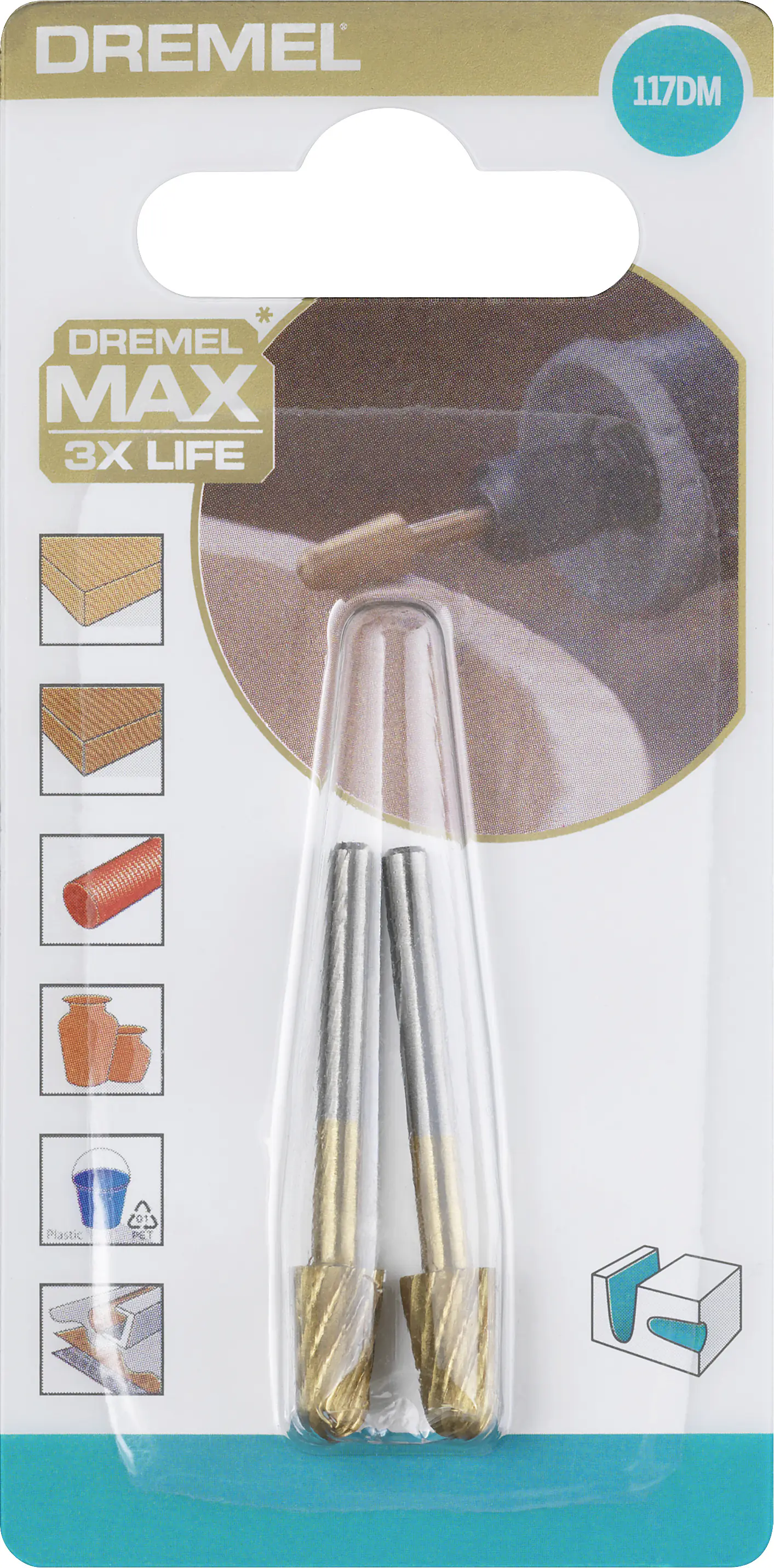 Dremel Max Hochgeschwindigkeits-Fräsmesser gekrümmt Ø 6,4 mm 117DM 2 Stück