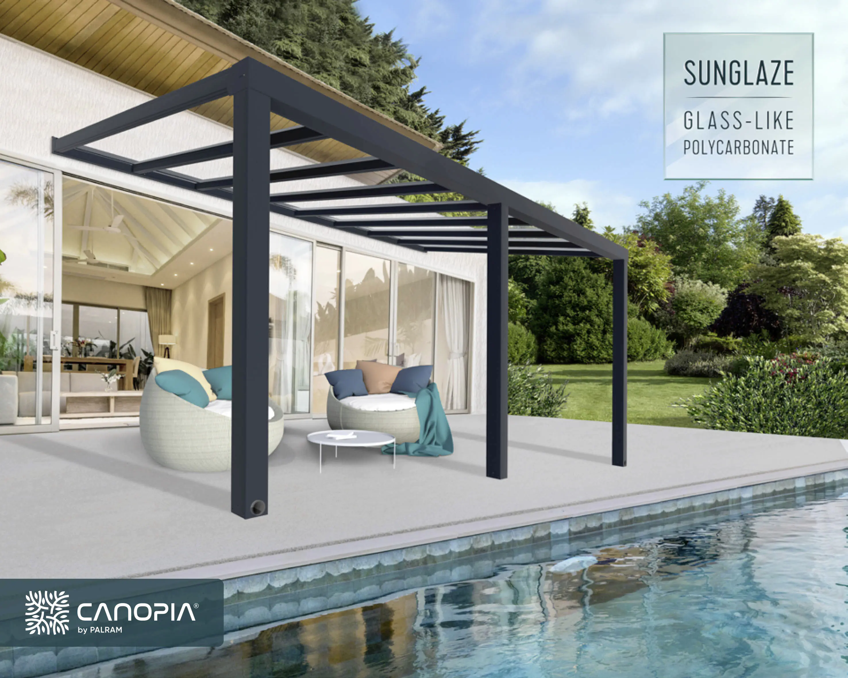 Canopia Terrassenüberdachung Stockholm  587,5 x 330,5 cm anthrazit