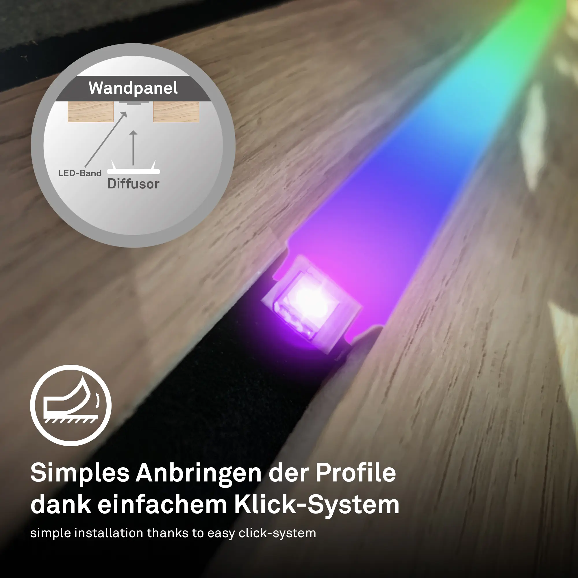 PC Profil Diffusor für Akustikpaneele Kunstoff 130 cm Milchglas Optik 16-17 mm