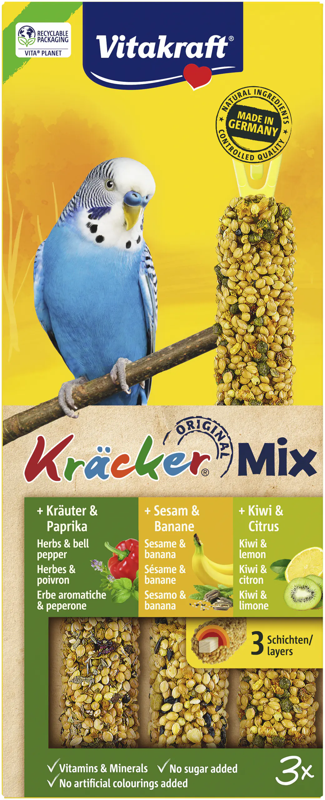 Vitakraft Kräcker® Trio Banane Kräuter Kiwi 3 Stück / 90 g
