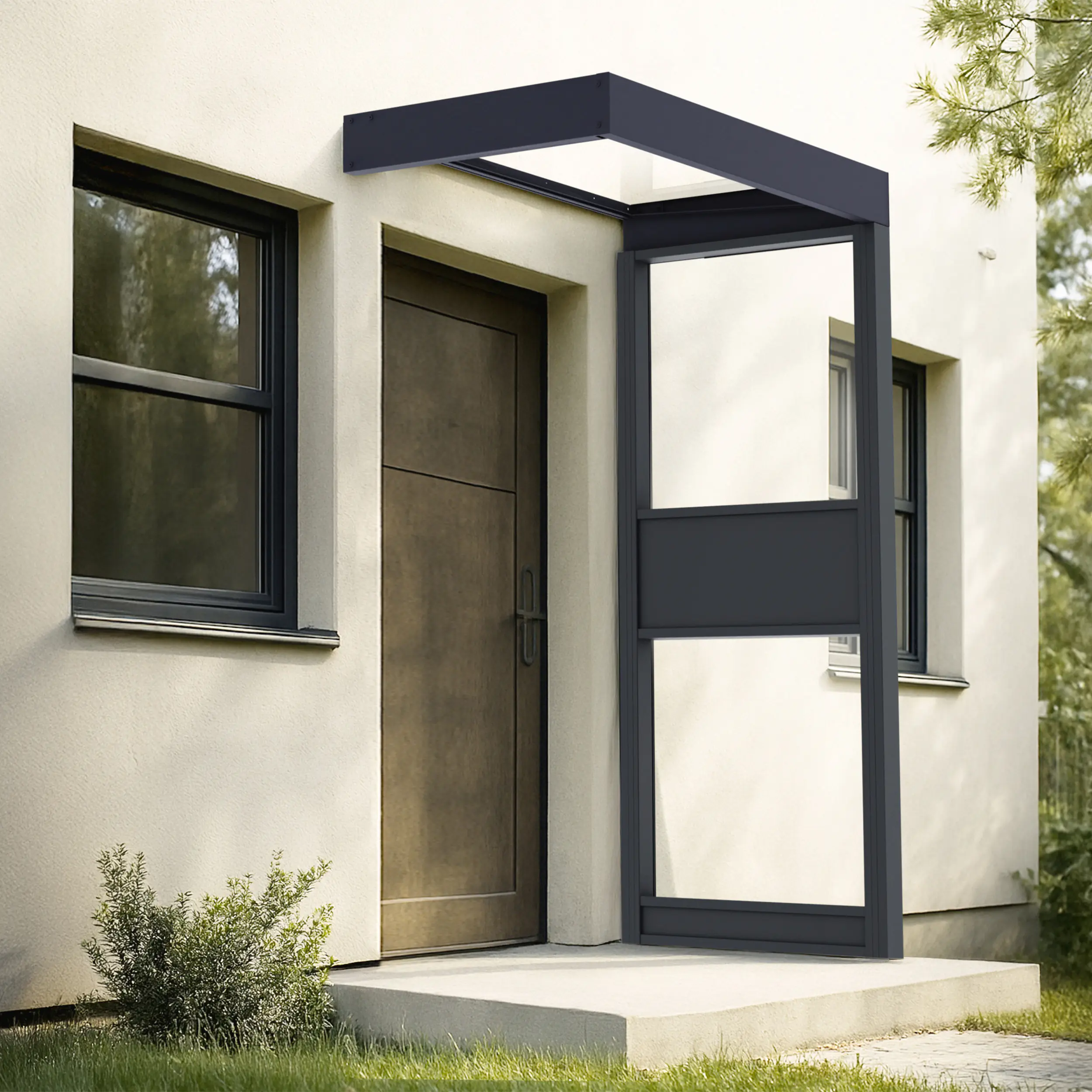 Canopia Vordach Sophia 160 x 95 cm Klar grau + Seitenteil