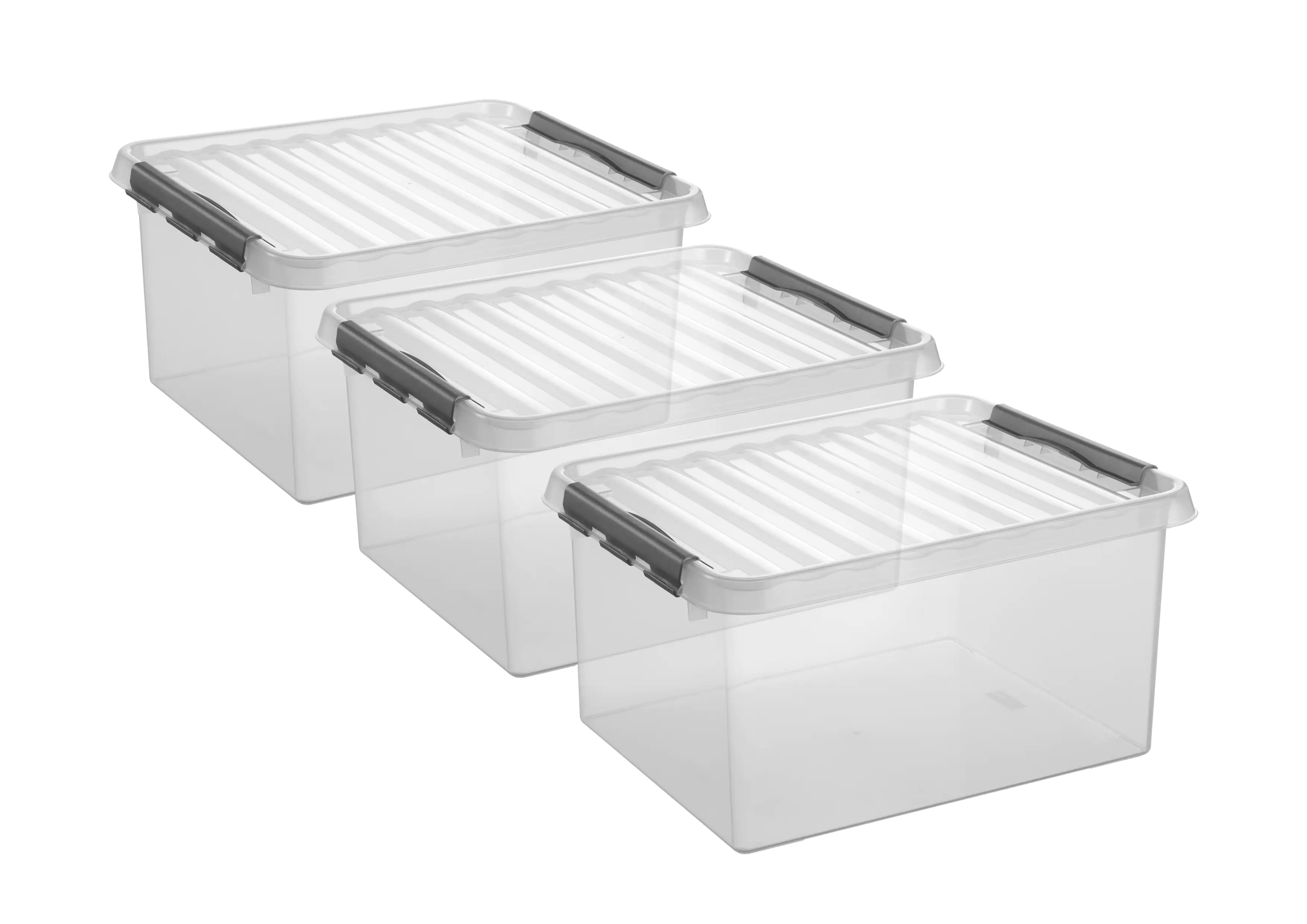 Sunware Aufbewahrungsbox Q-Line mit Deckel 50 x 40 cm 36 L transparent 3er Set