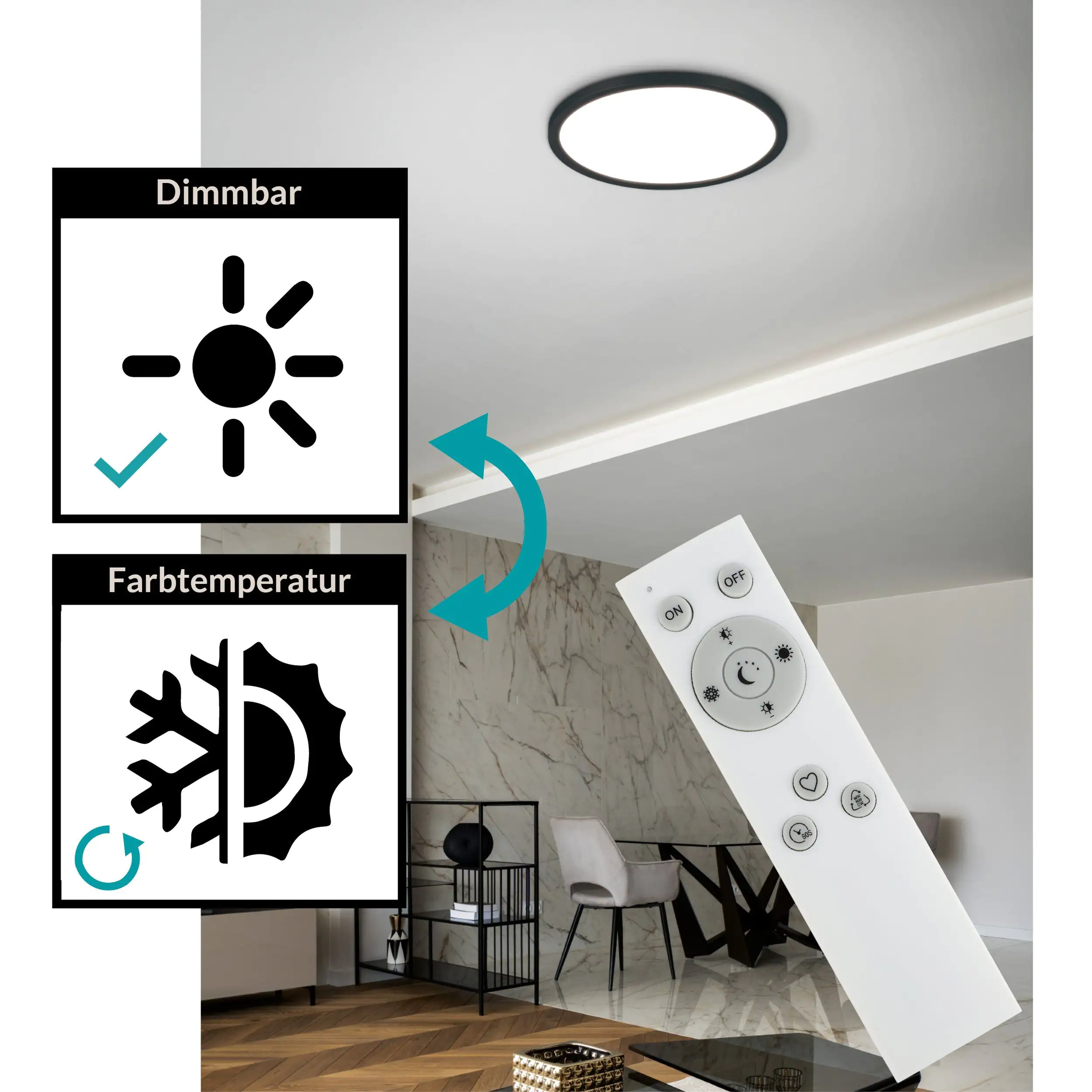 Eglo LED Deckenleuchte Campaspero schwarz weiß Ø 29,5 cm