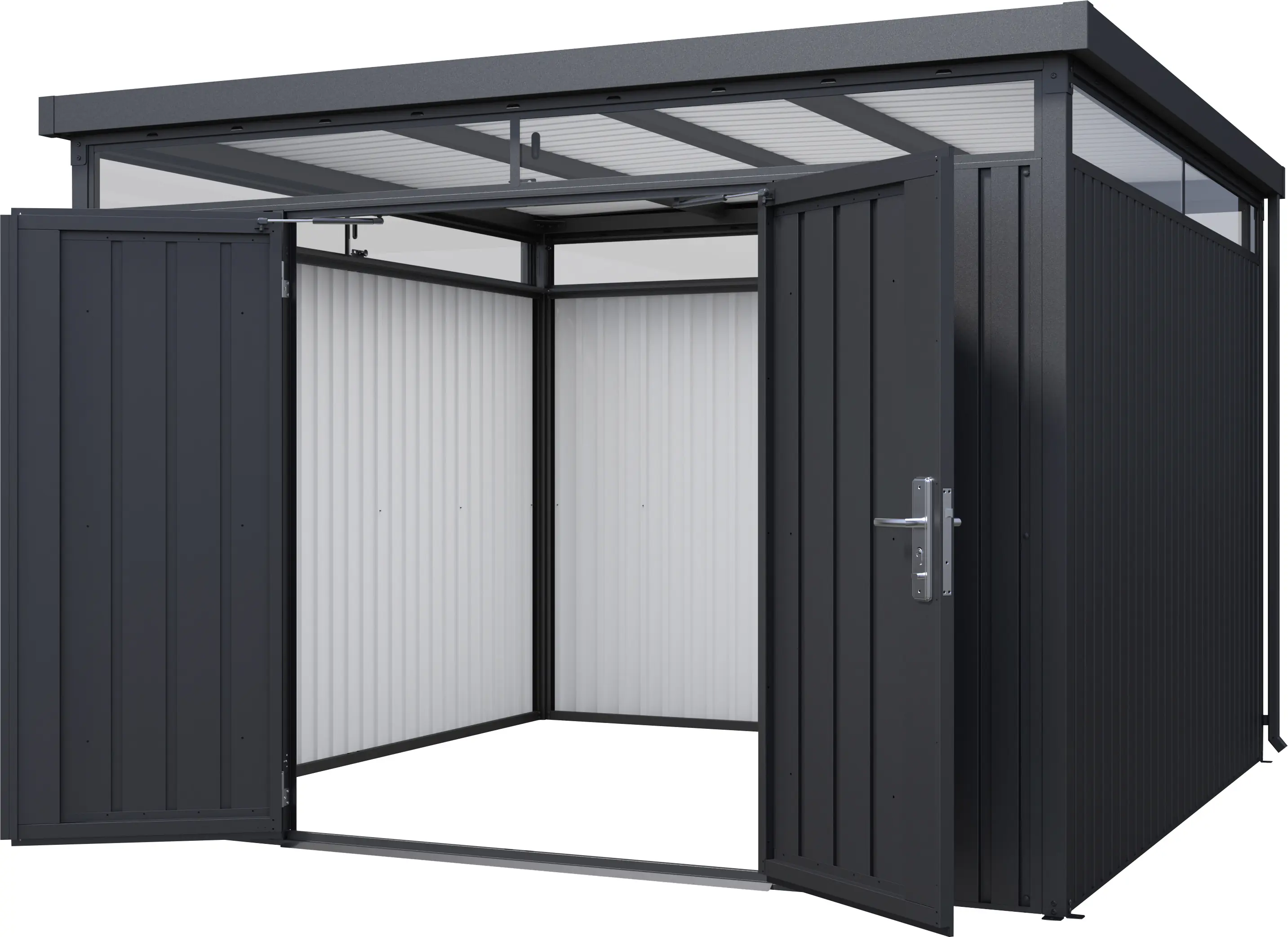 Floraworld Gerätehaus Premium Q7,5 FirstLine schwarz-mettalic 274 x 274 cm