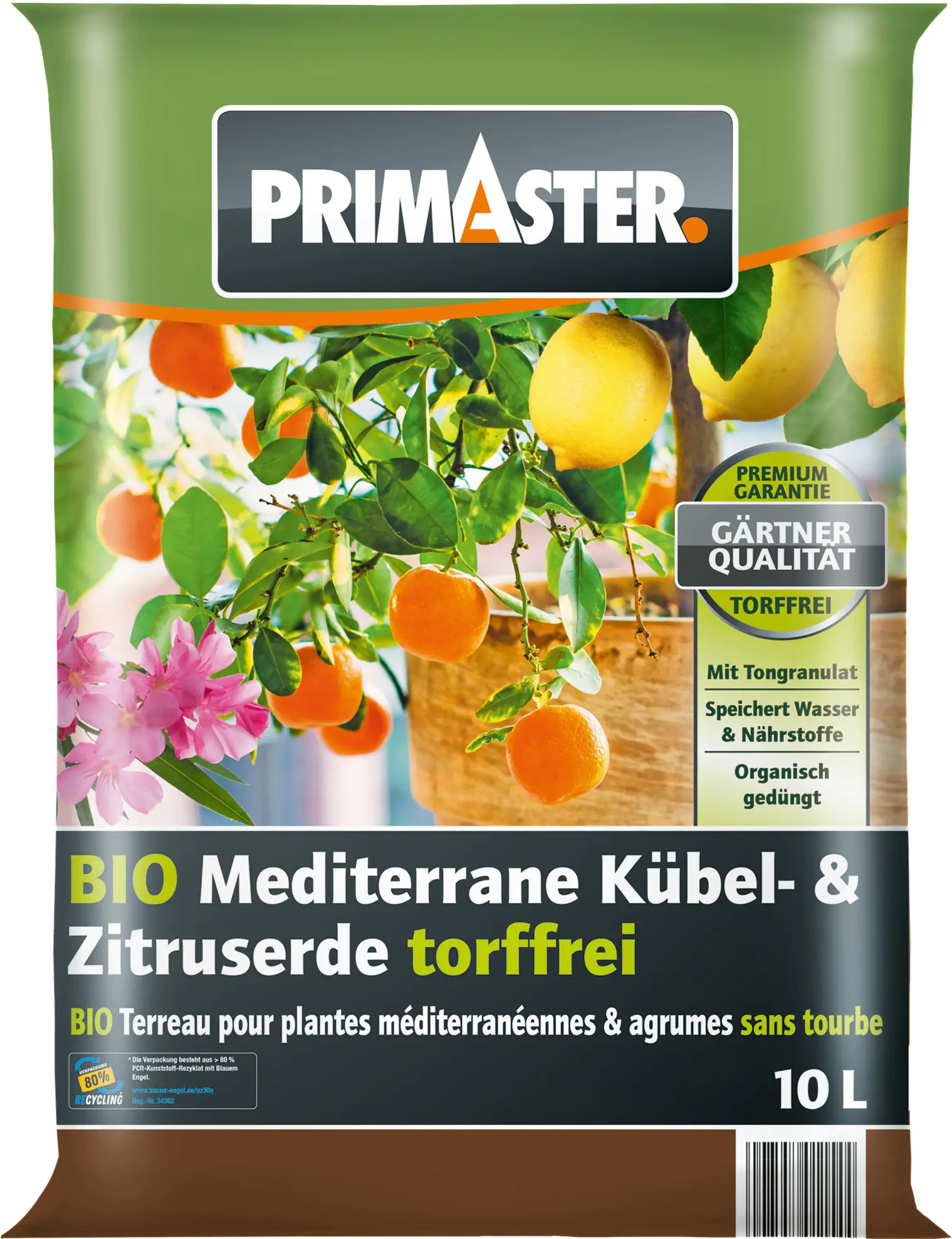 Primaster Bio Mediterrane Kübel- & Zitruserde torffrei 10 L