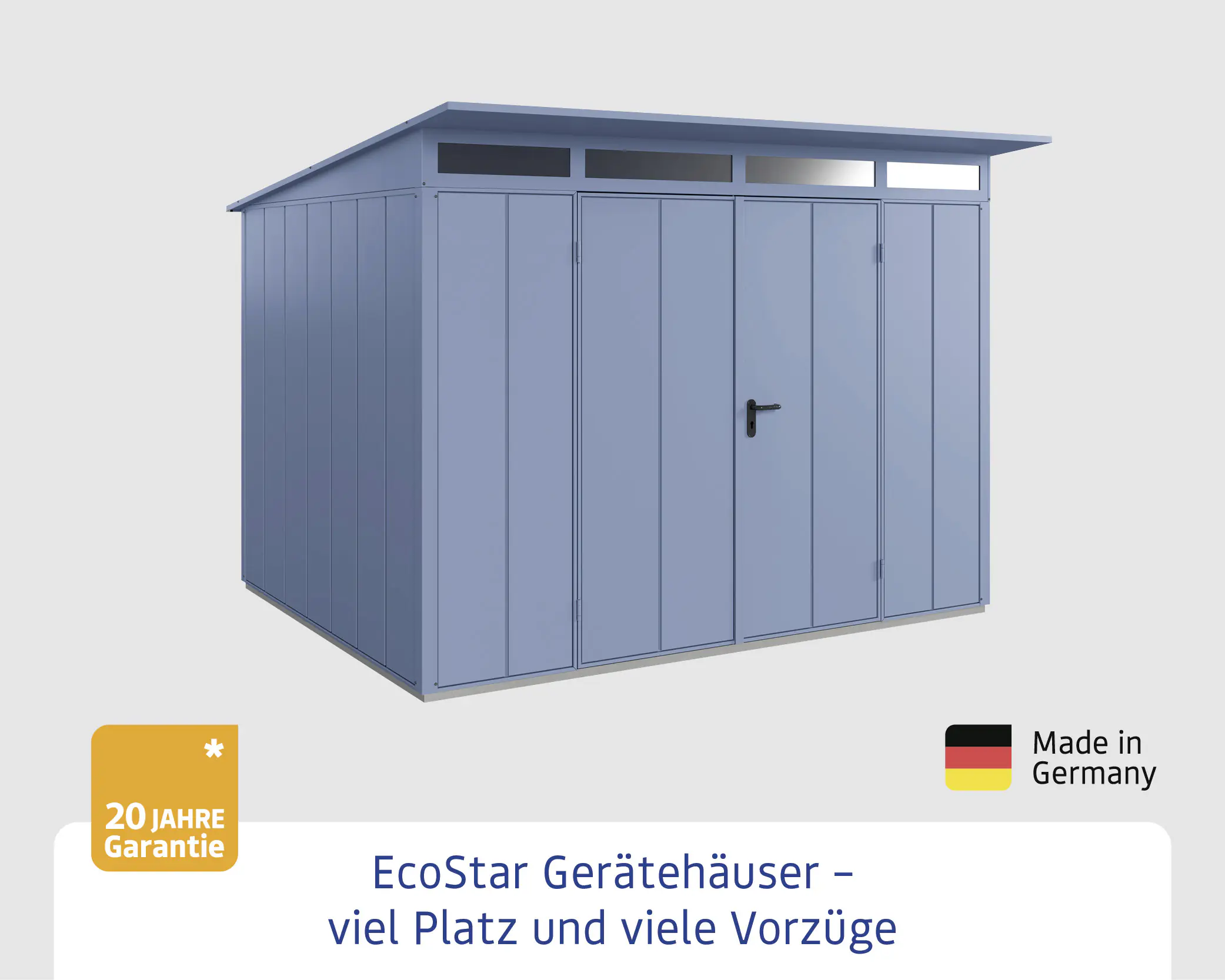 EcoStar Gerätehaus Elegant-P Typ 3 taubenblau 312,7 x 283,4 x 232,3 cm