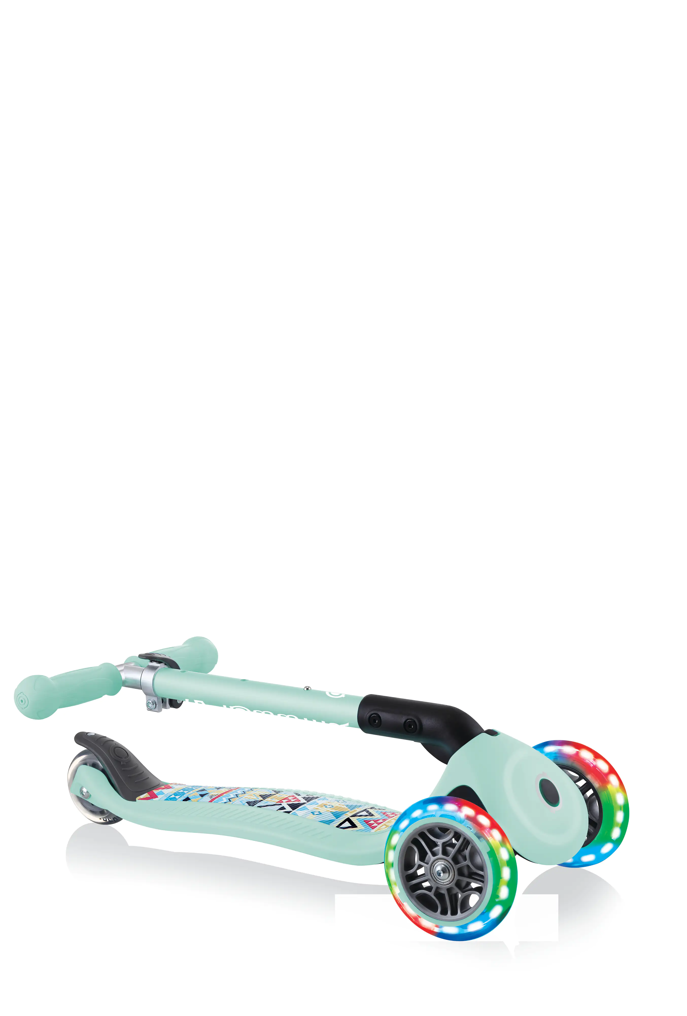 Globber Scooter Junior Foldable Lights mint-Tribal mit Leuchtrollen