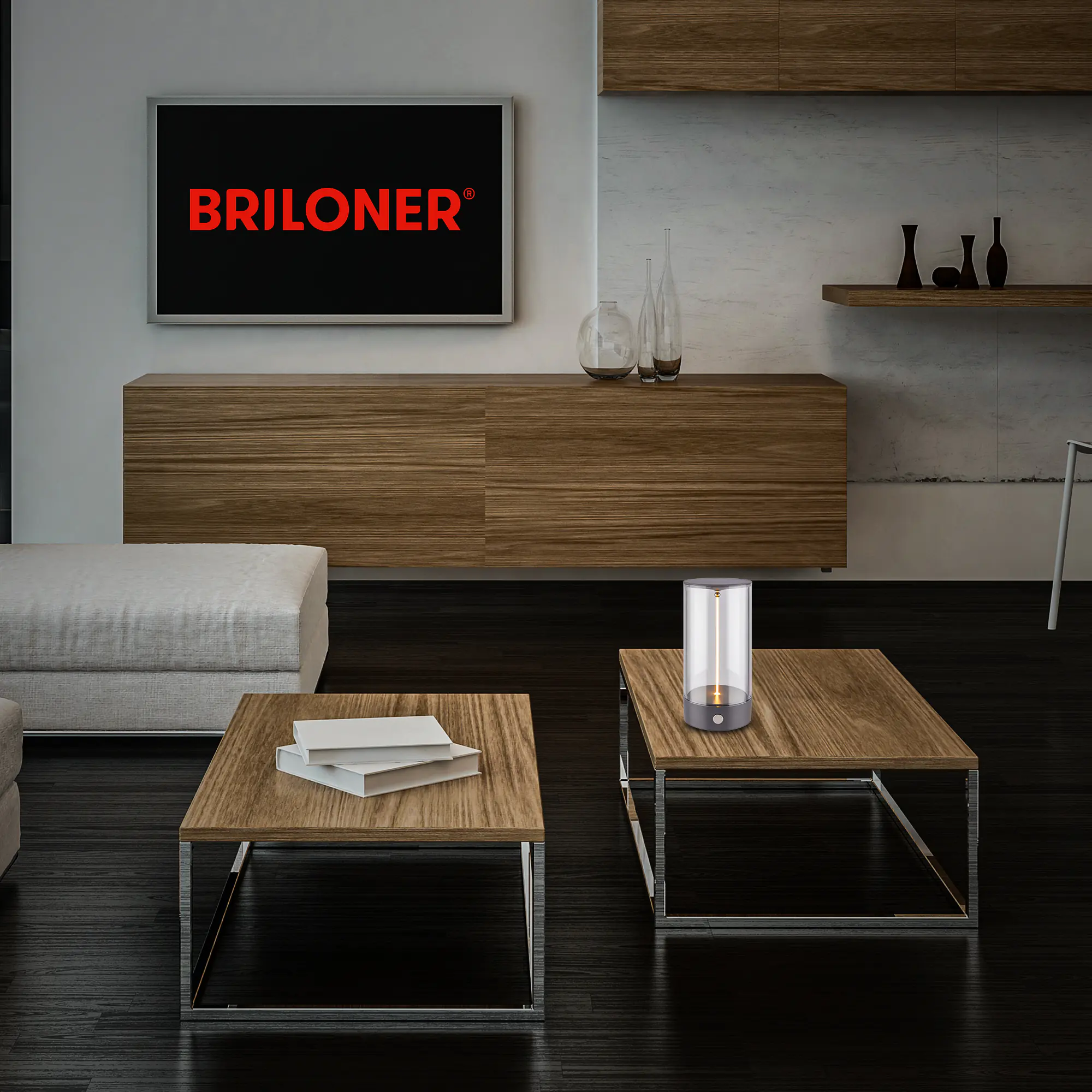 Briloner LED Akku-Tischleuchte Wiggle anthrazit 15 cm warmweiß dimmbar