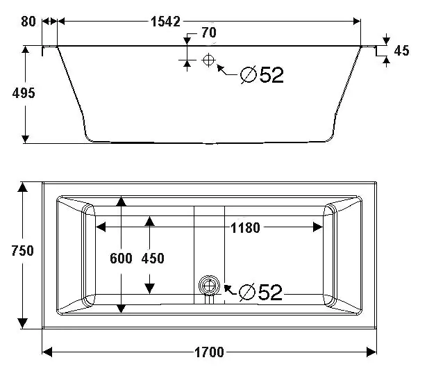 Ottofond Whirlpool-Komplettset Cubic 170 cm, weiß