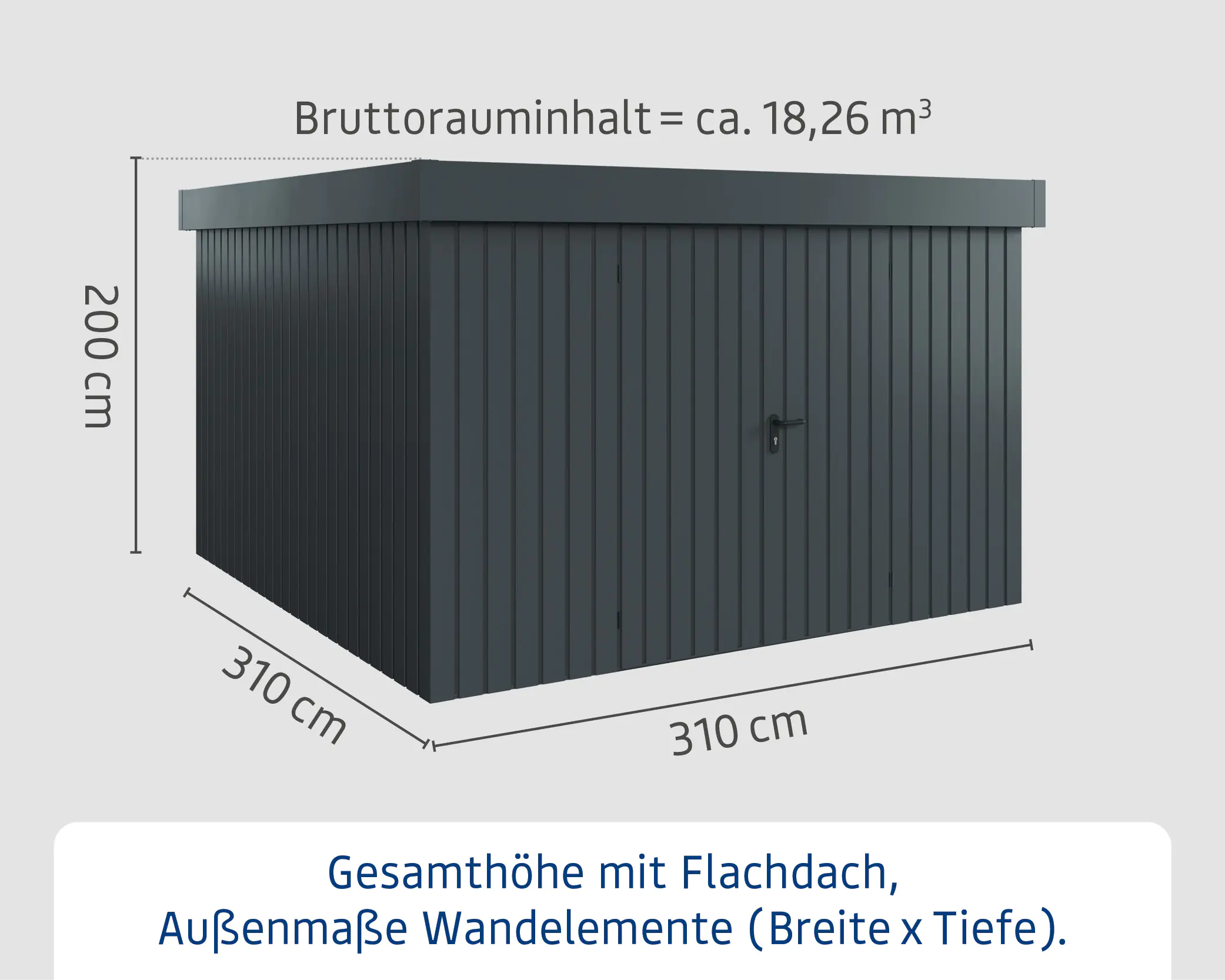 EcoStar Metallgerätehaus Euroline EFD14 anthrazit 310 x 310 cm 2-flg.