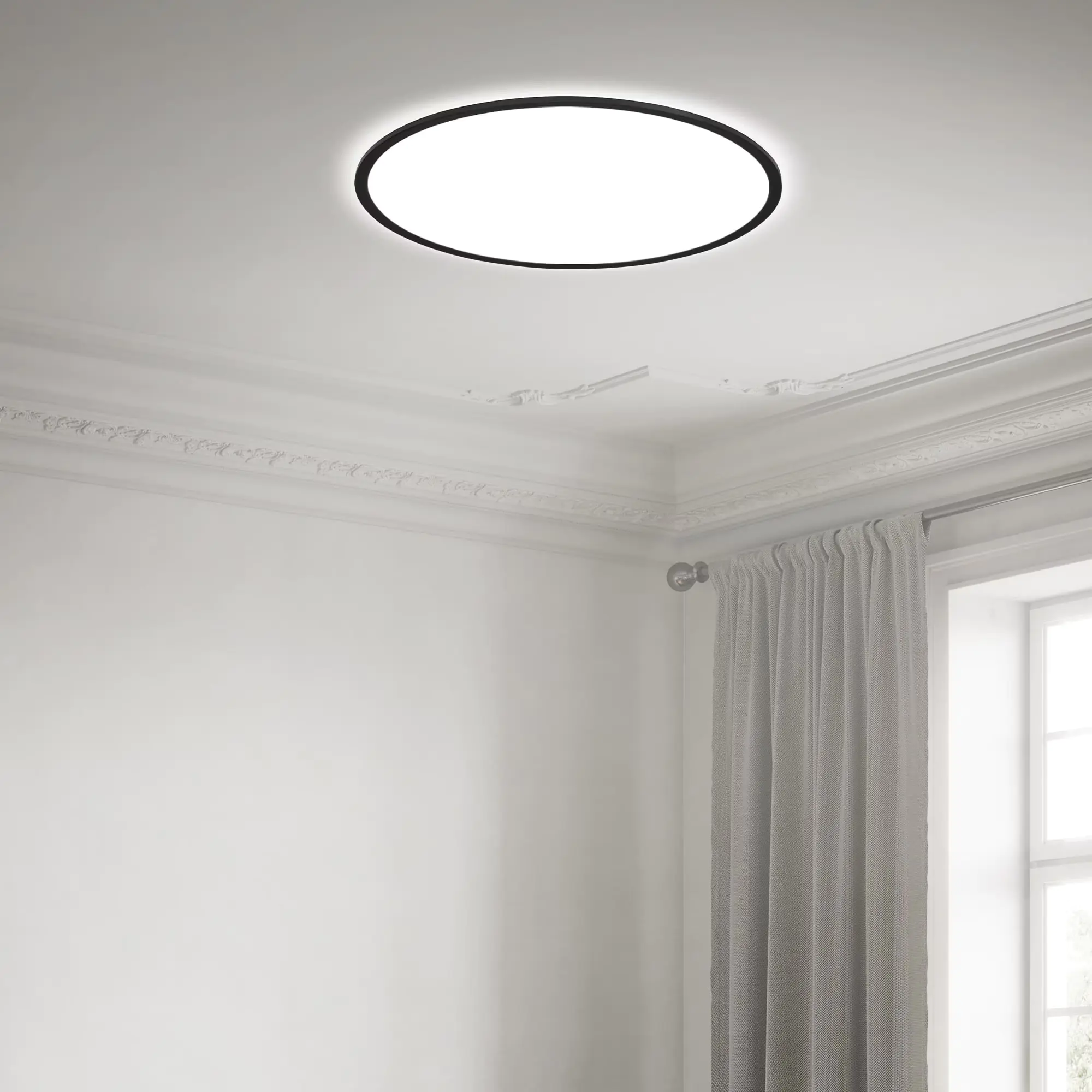 Briloner LED Panel Slim Ø 48 cm, schwarz, utraflach