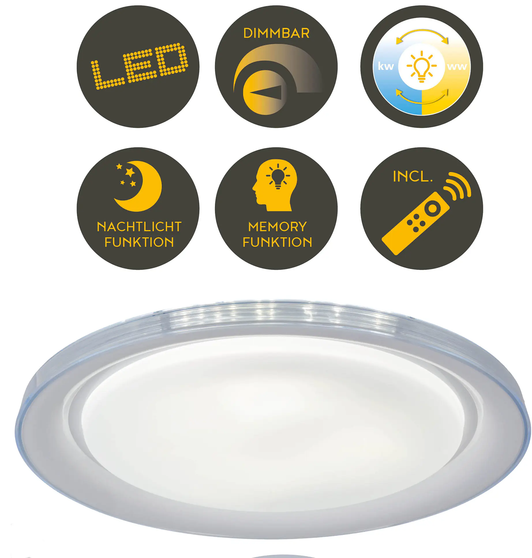 Light & More LED Deckenleuchte CCT weiß Ø 50,5 x 7,5 cm warmweiß-neutralweiß dimmbar