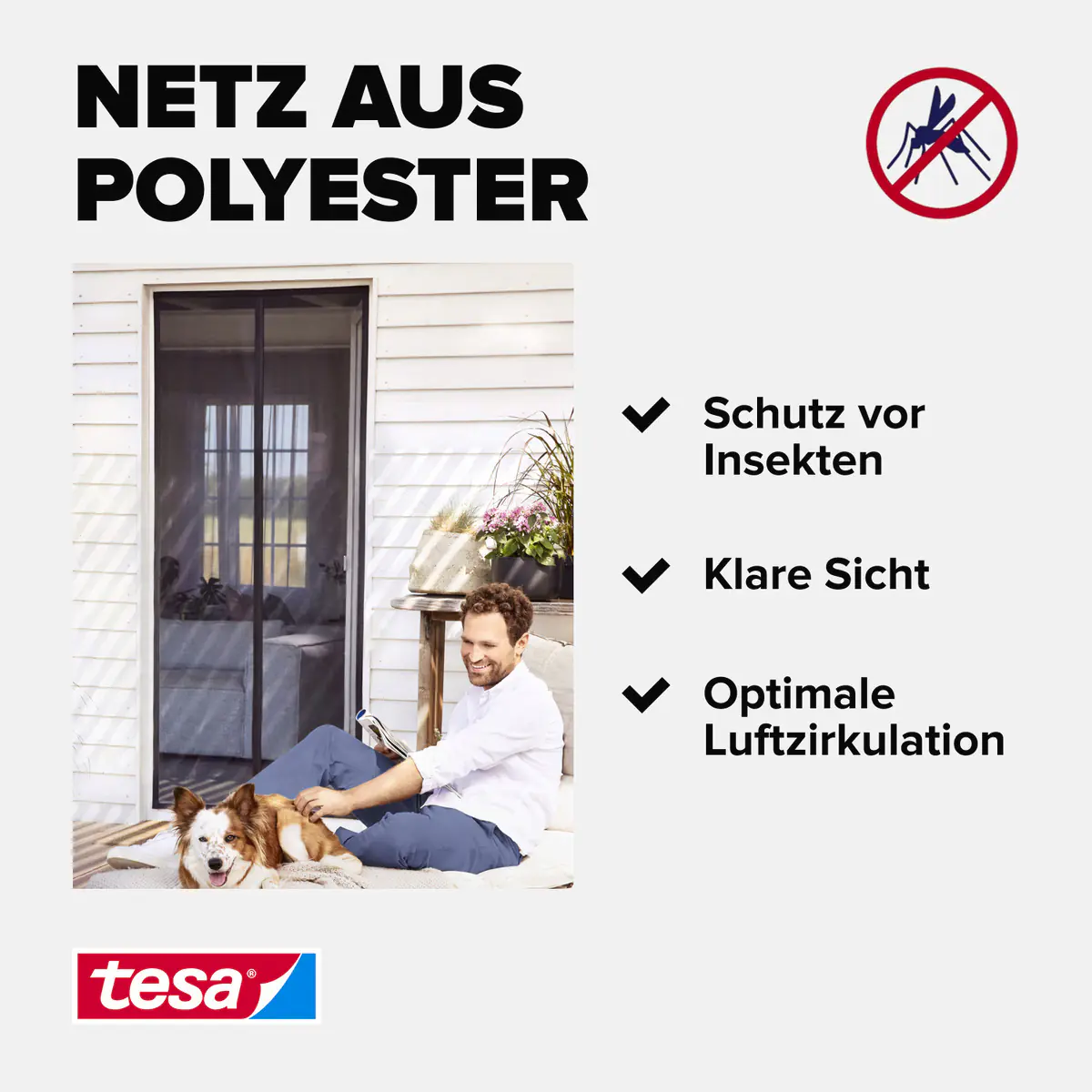 tesa Fliegengitter Magnetvorhang 100 x 220 cm anthrazit