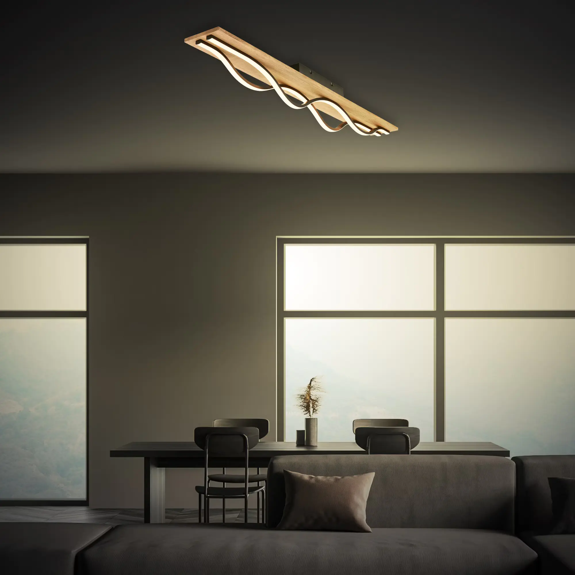 Briloner LED-Deckenleuchte VINKA schwarz Holz