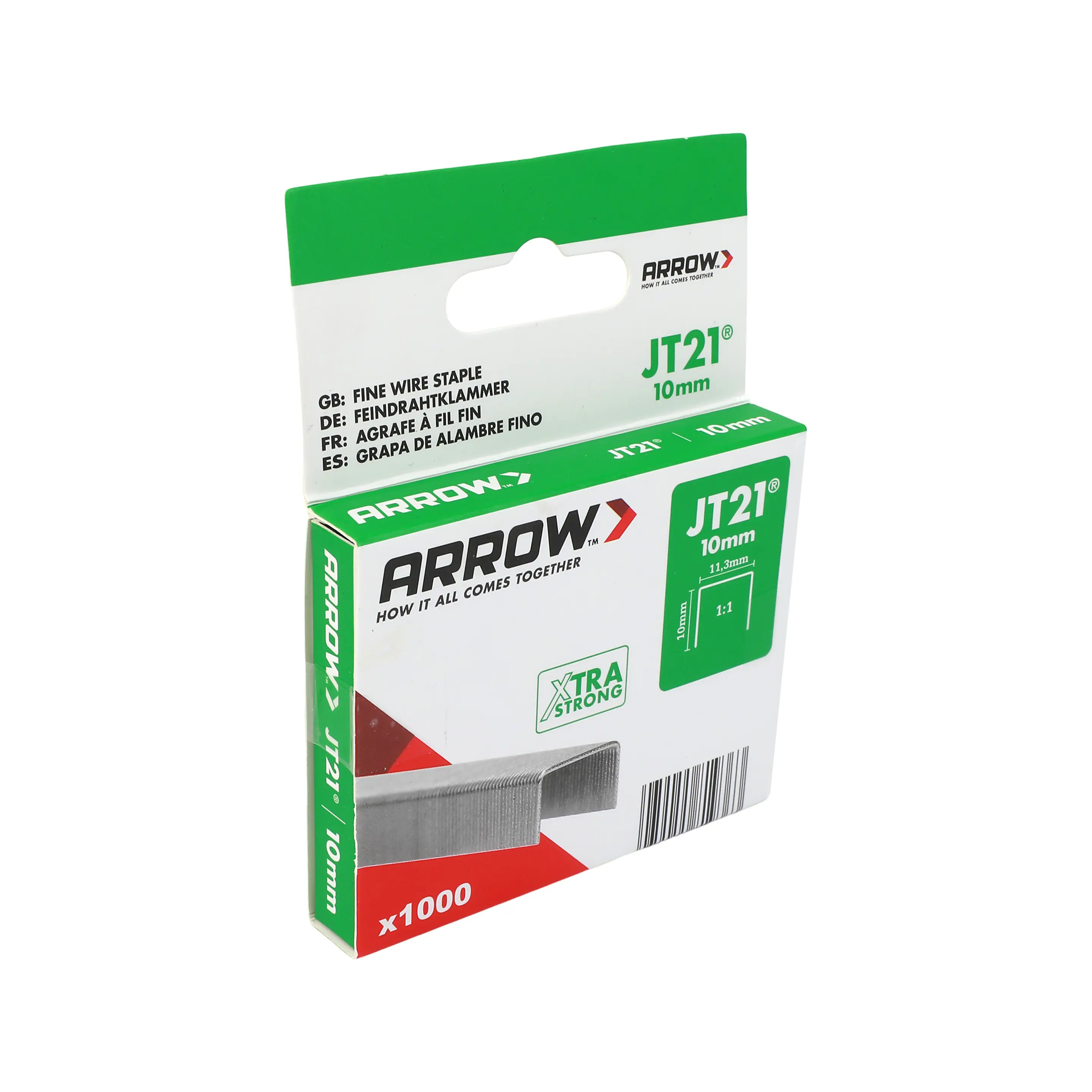 Arrow Tackerklammer Feindraht JT21 10 mm Stoff & Gewebe 1000 Stück