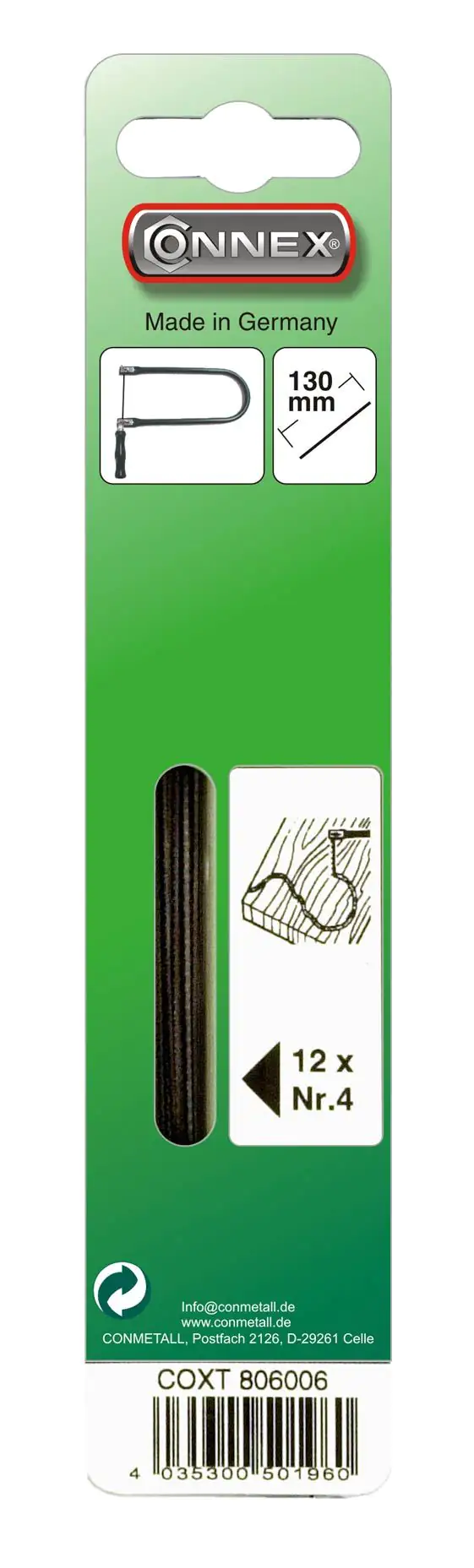 Connex Laubsägeblatt Taifun für Holz Größe 1 – 12 Stück