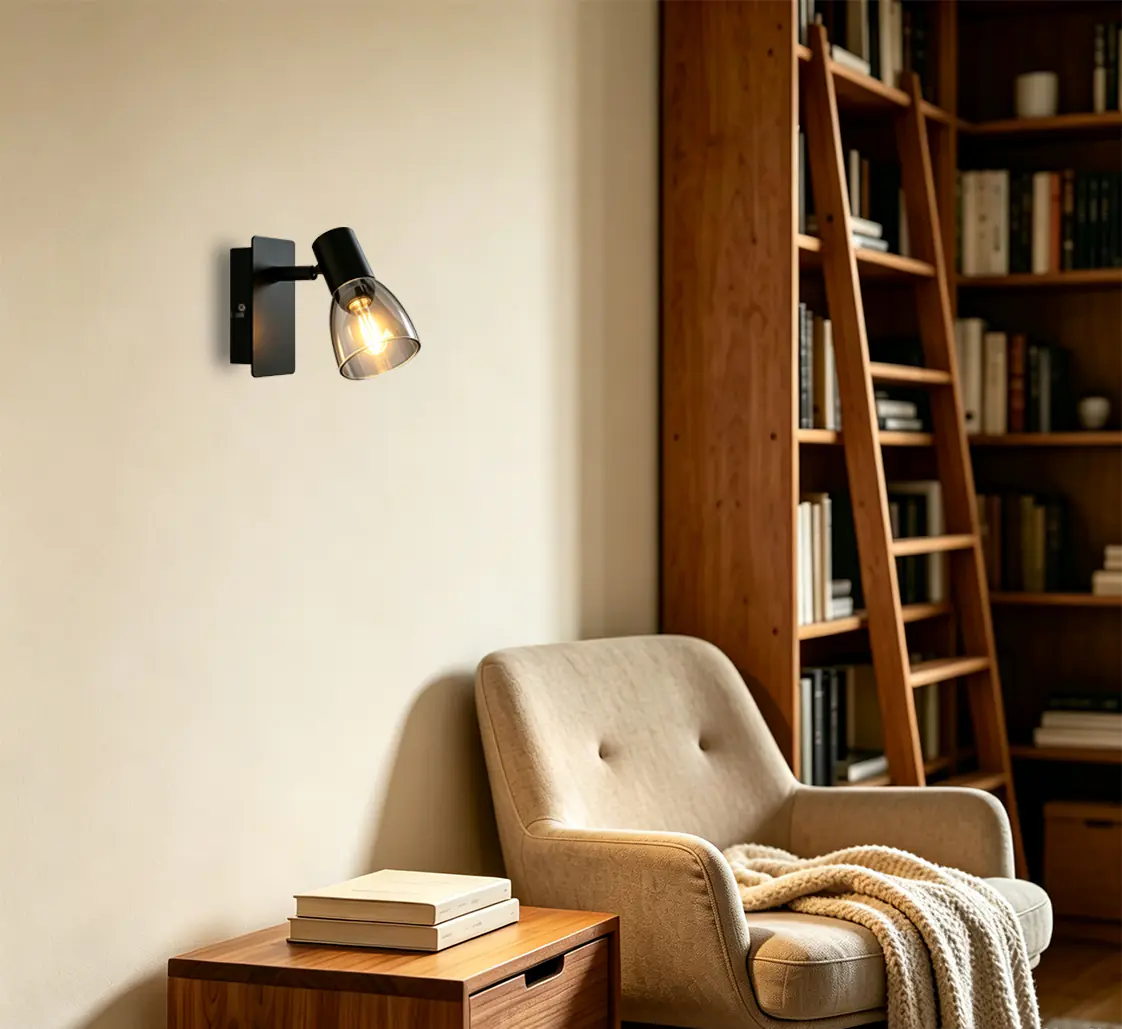 Primaster LED-Wandlampe 1er Spot Miami E14 12 x 12,5 cm schwarz 