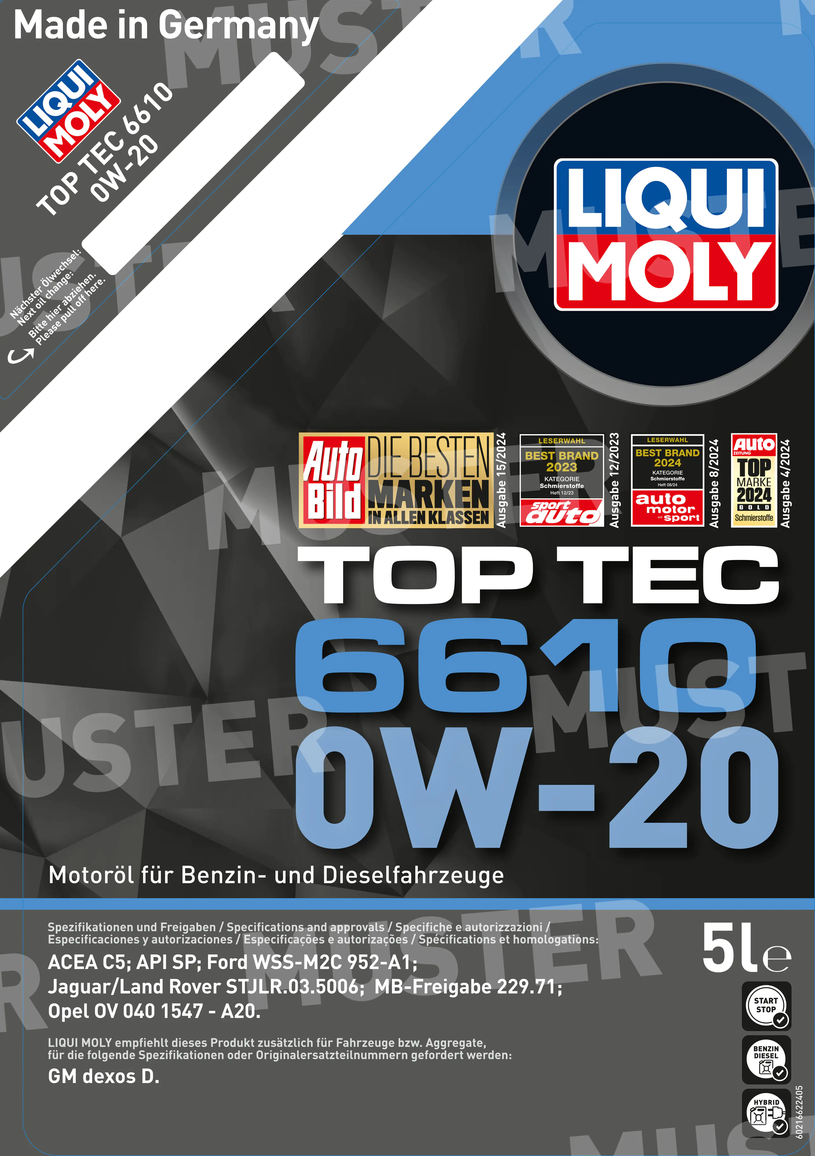 Liqui Moly Motoröl Top Tec 6610 0W-20 5L