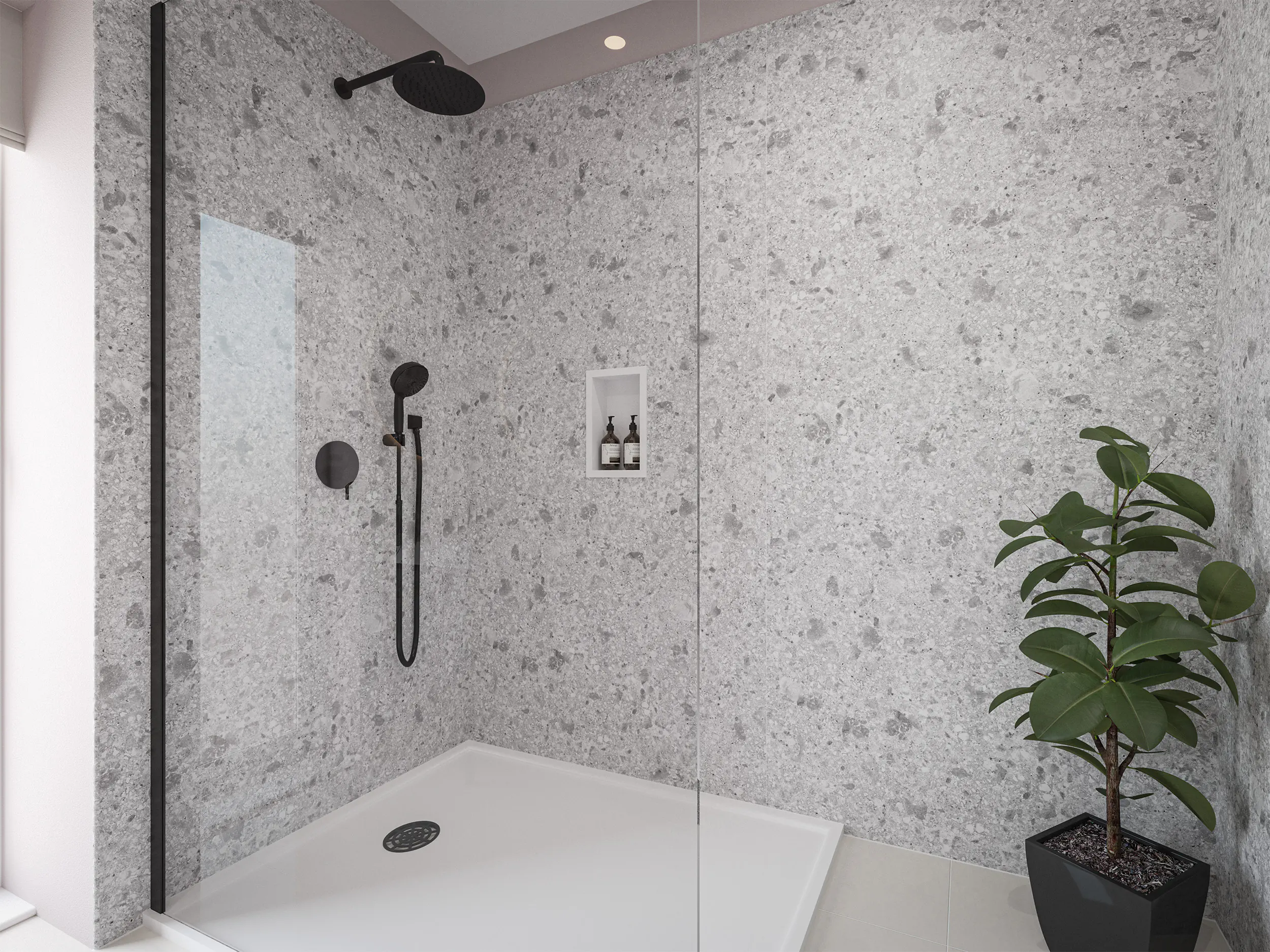 Wetwall Elite Wandpaneel  Terrazzo White 120 x 242 cm mit Nut & Feder