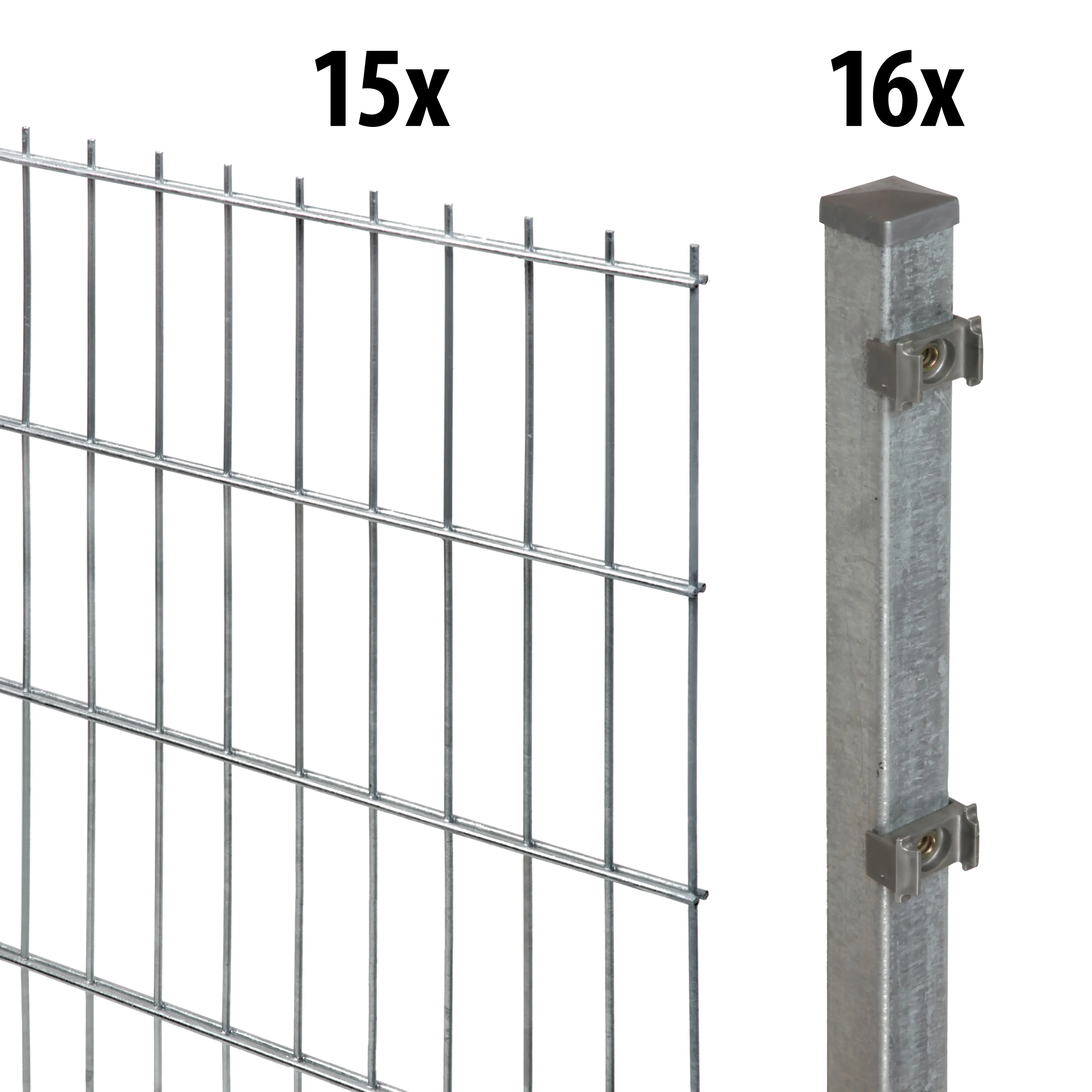 Floraworld Doppelstabmatten-Zaun Set 30 m 201 x 123 cm inkl. 16 Pfosten 170 cm feuerverzinkt