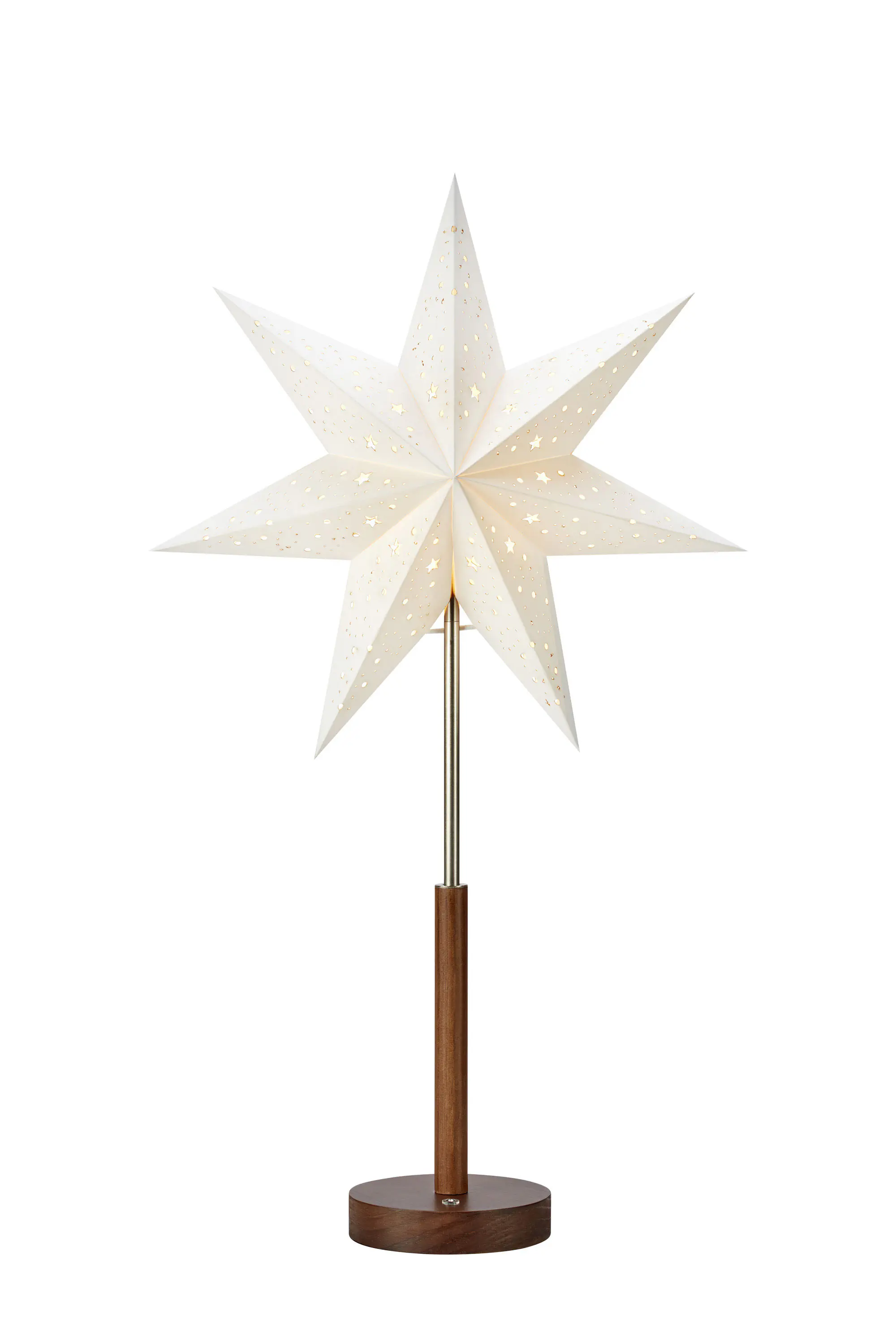 LED Tischlampe Stern Noella wiederaufladbar Papier Ø 35 cm dunkelbraun-stahl