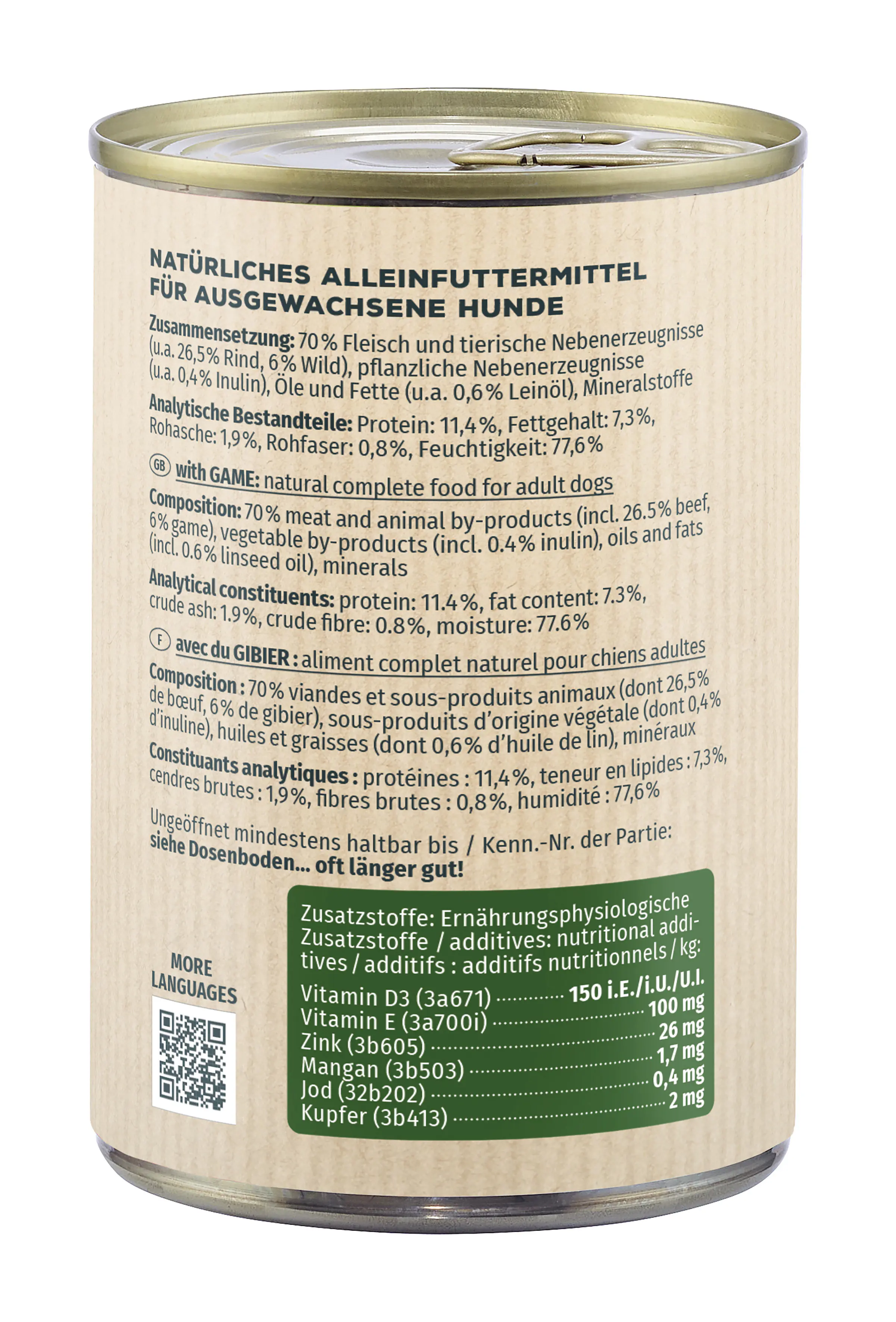 Primox Hundenassfutter Adult getreidefrei 400 g Wild