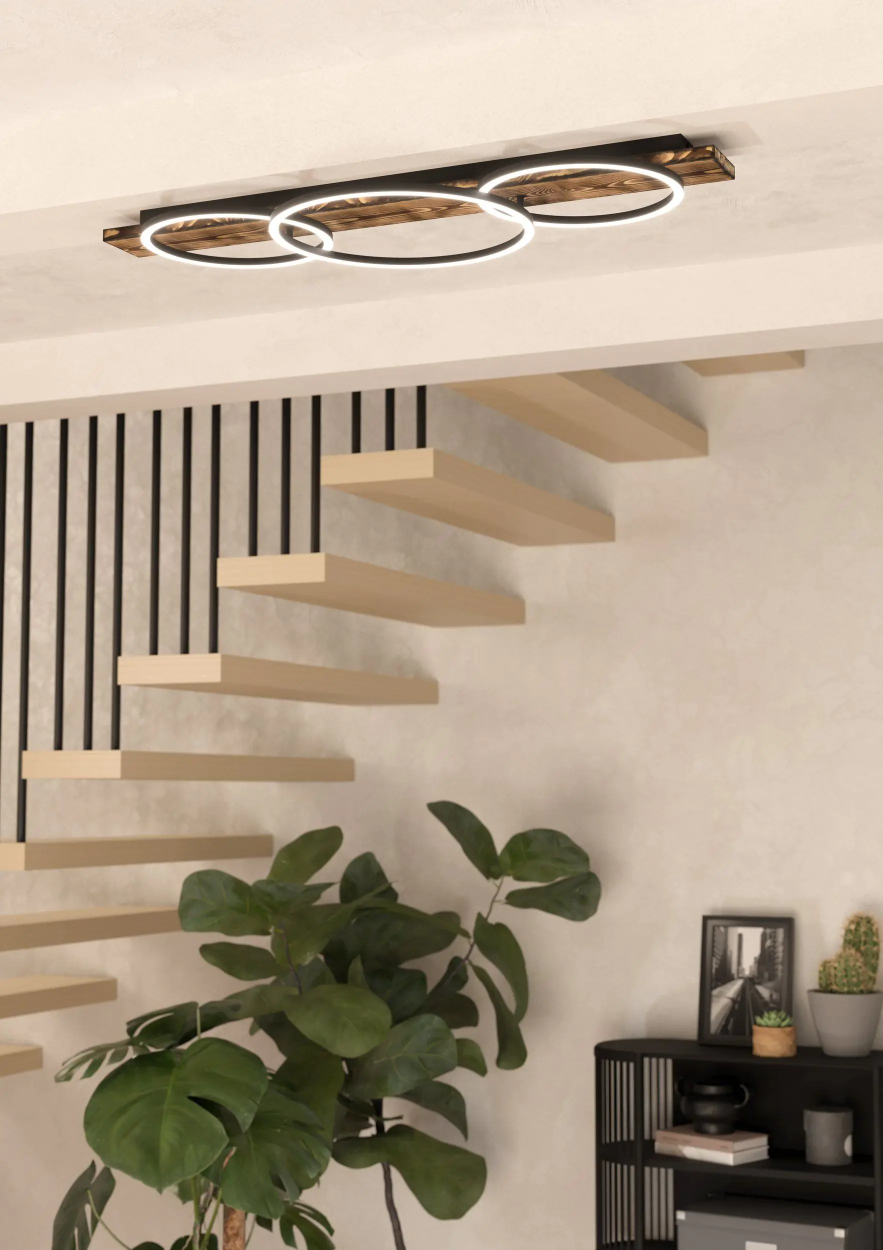 Eglo LED Deckenleuchte Boyal schwarz-braun-rustikal 101 x 40 cm warmweiß