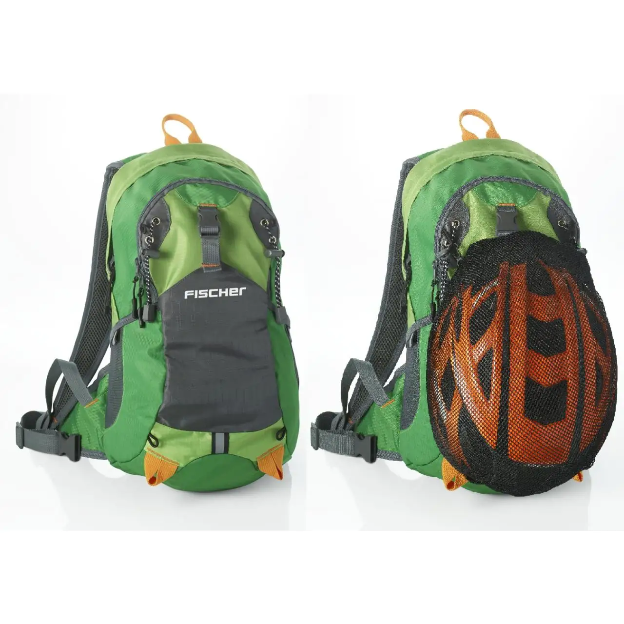 Fischer Fahrrad-Rucksack grün mit Helmnetz