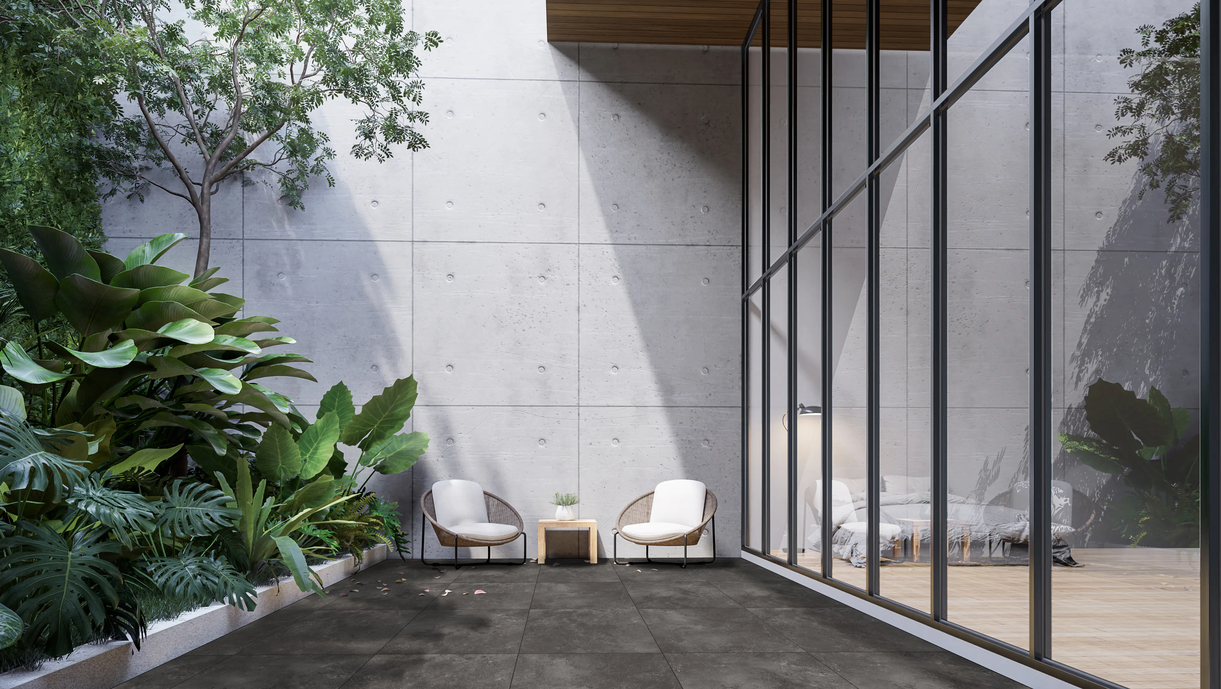 Terrassenplatte Limestone 60 x 60 x 2 cm schwarz