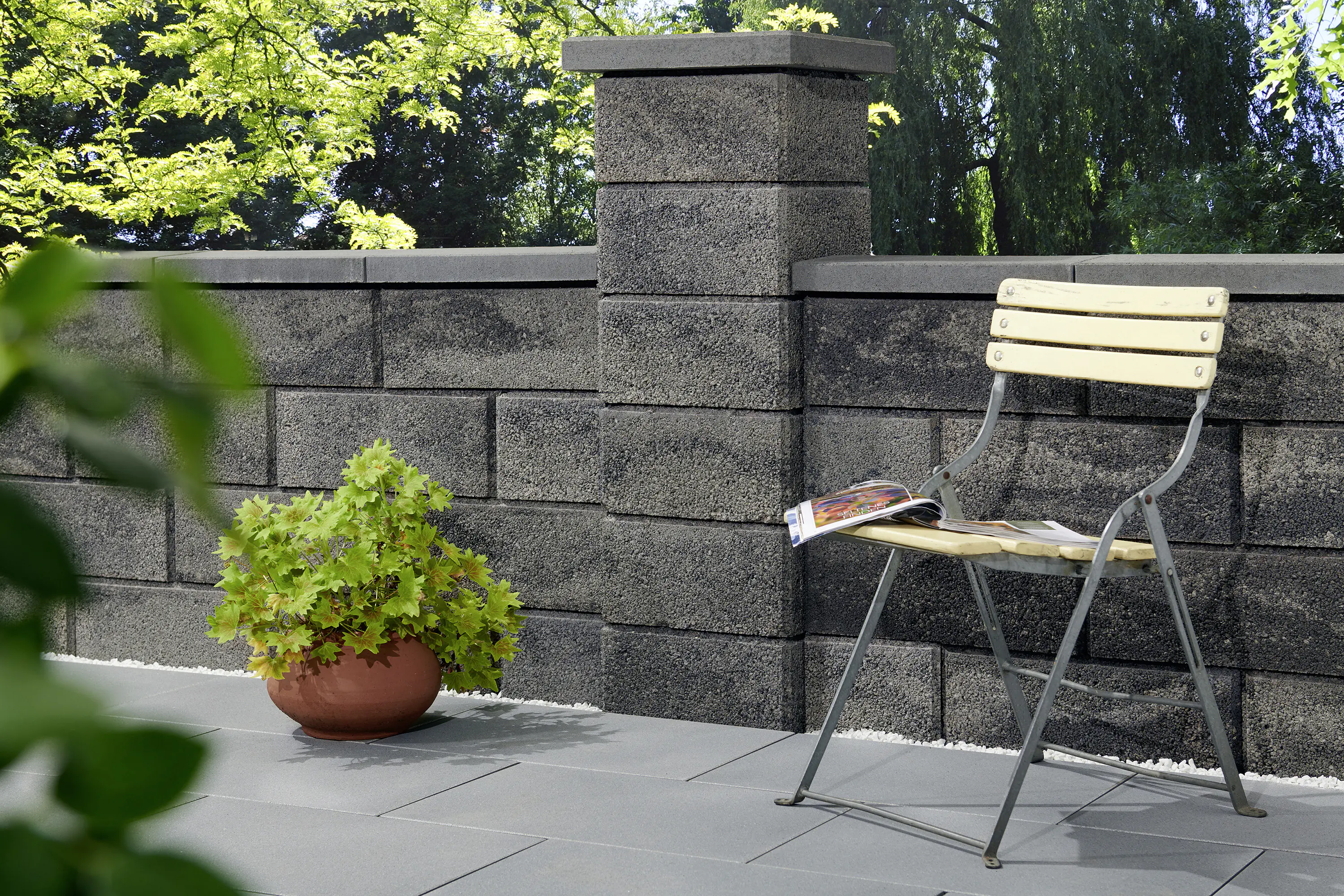 Primaster Mauerstein Garten 25 x 25 x 20 cm grau anthrazit nuanciert