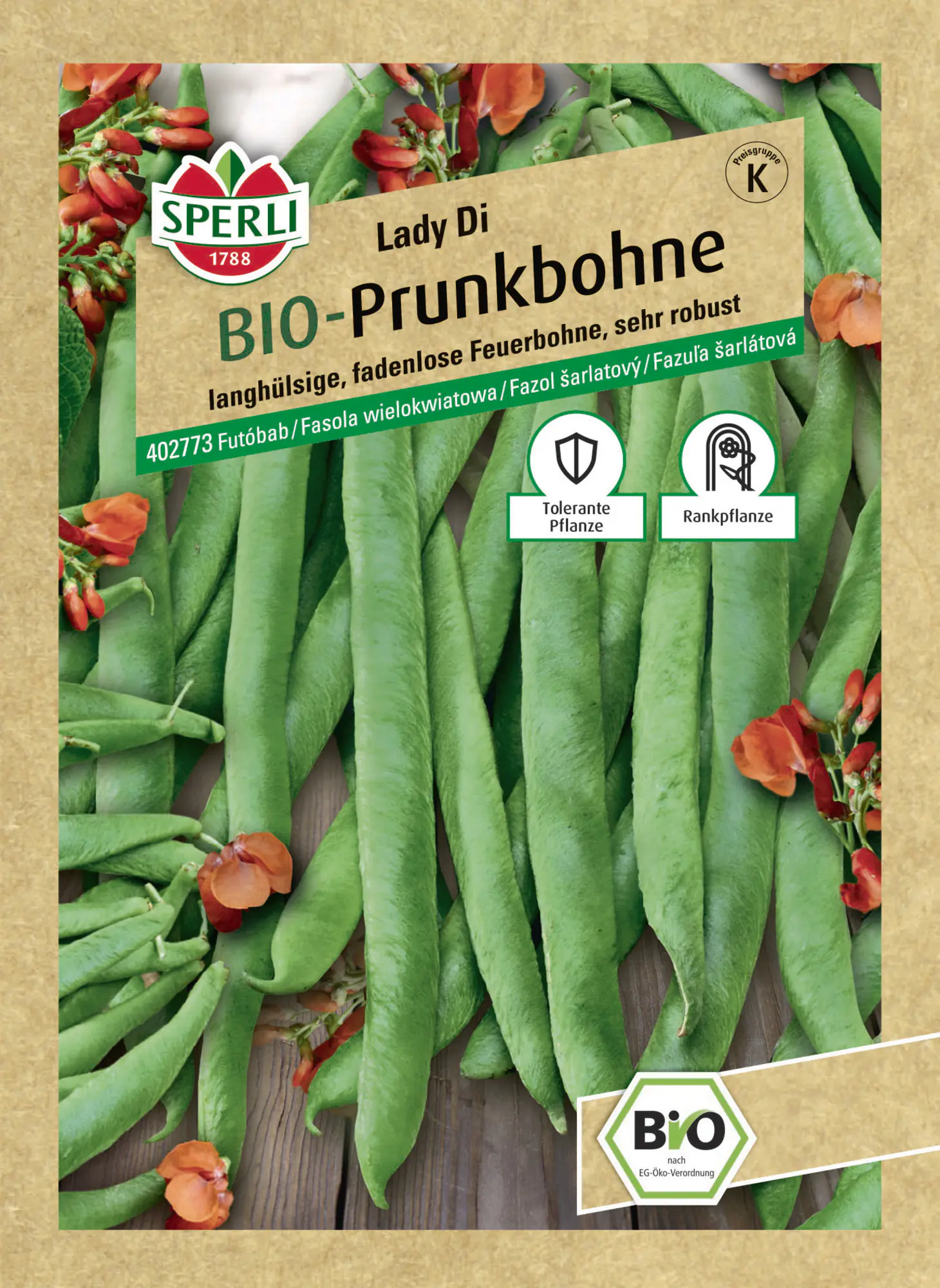 Sperli Saatgut BIO Prunkbohnen für ca. 5-6 Stangen